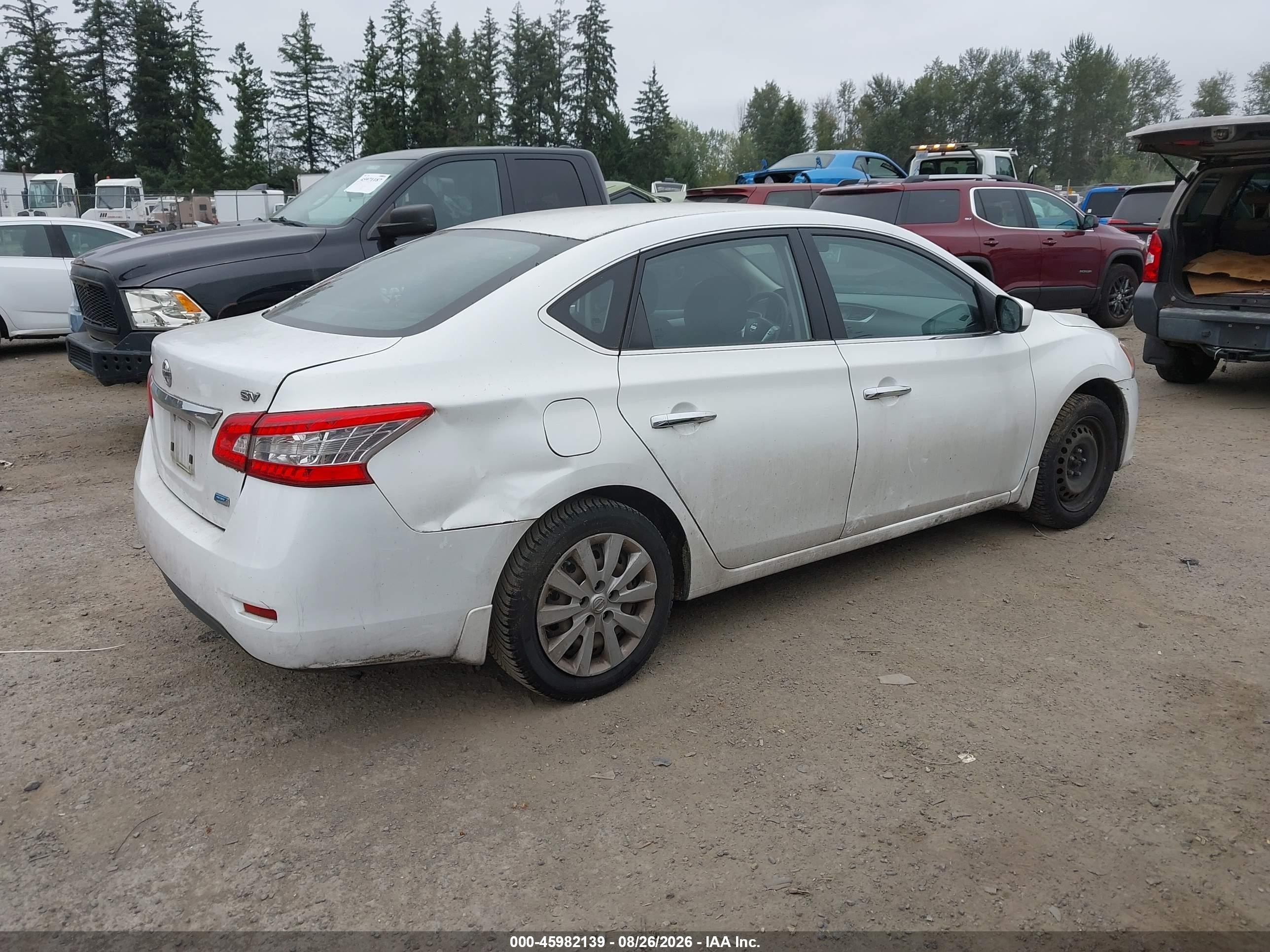 2014 Nissan Sentra Fe+ S/fe+ Sv/s/sl/sr/sv White vin: 3N1AB7AP4EY245998