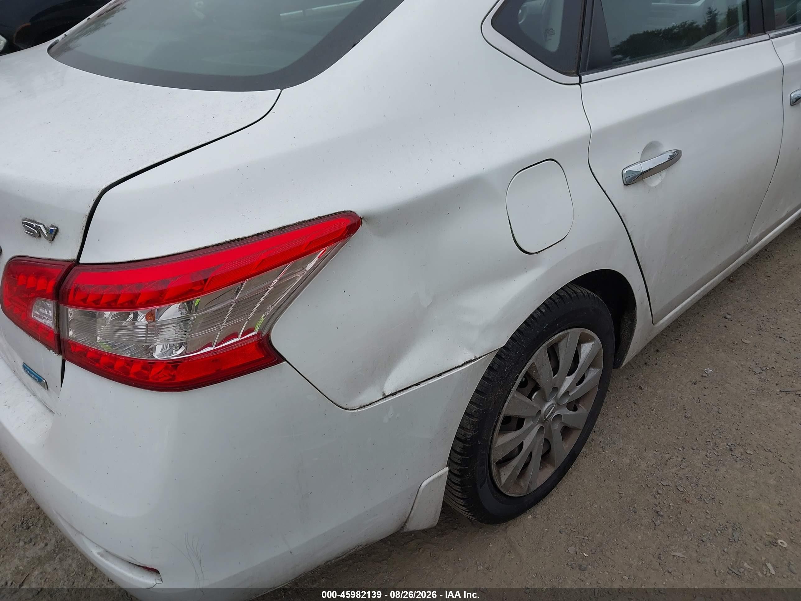 2014 Nissan Sentra Fe+ S/fe+ Sv/s/sl/sr/sv White vin: 3N1AB7AP4EY245998
