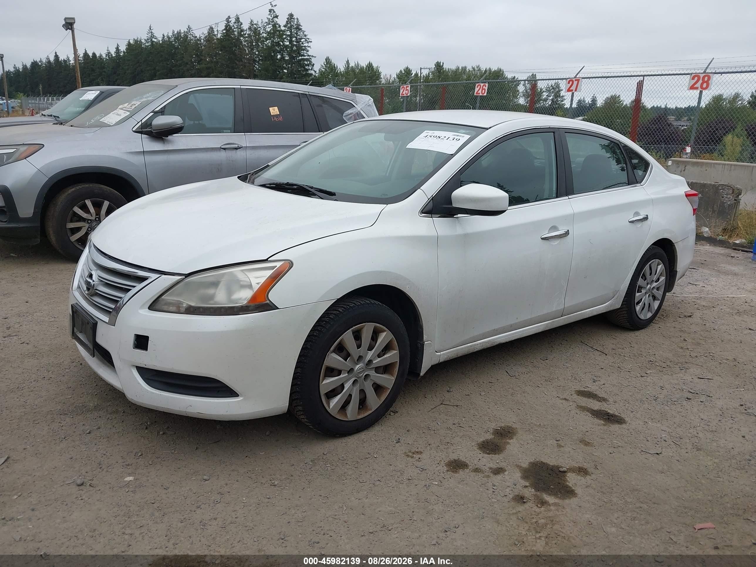 2014 Nissan Sentra Fe+ S/fe+ Sv/s/sl/sr/sv White vin: 3N1AB7AP4EY245998