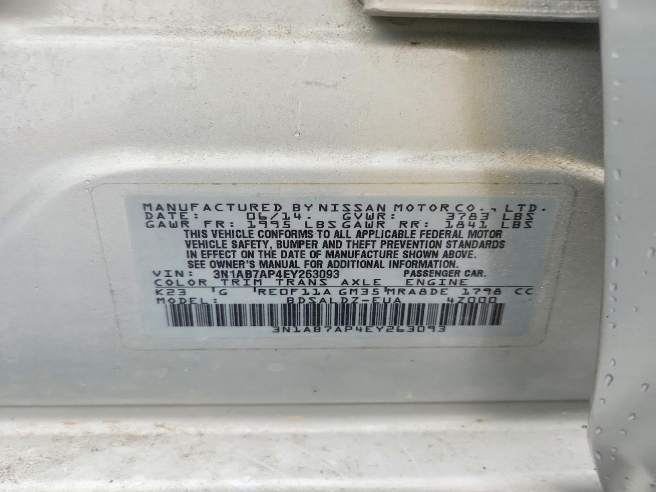 2014 Nissan Sentra Sv Silver vin: 3N1AB7AP4EY263093
