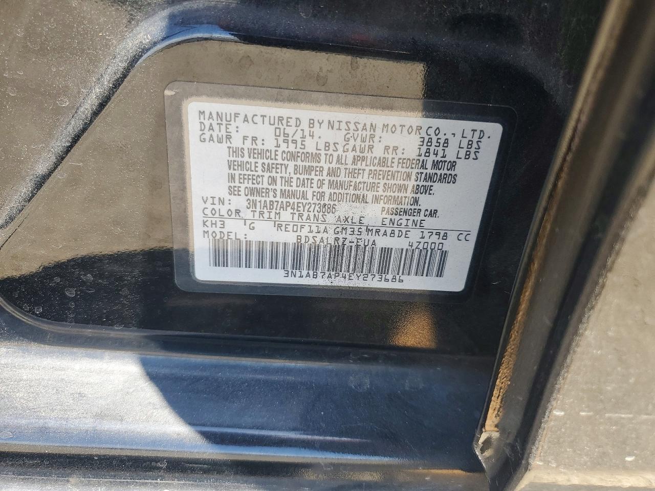 2014 Nissan Sentra Sr Black vin: 3N1AB7AP4EY273686