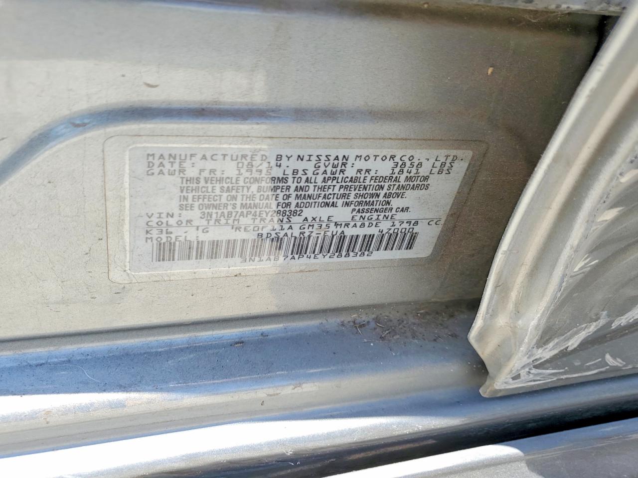 2014 Nissan Sentra Sr Silver vin: 3N1AB7AP4EY288382