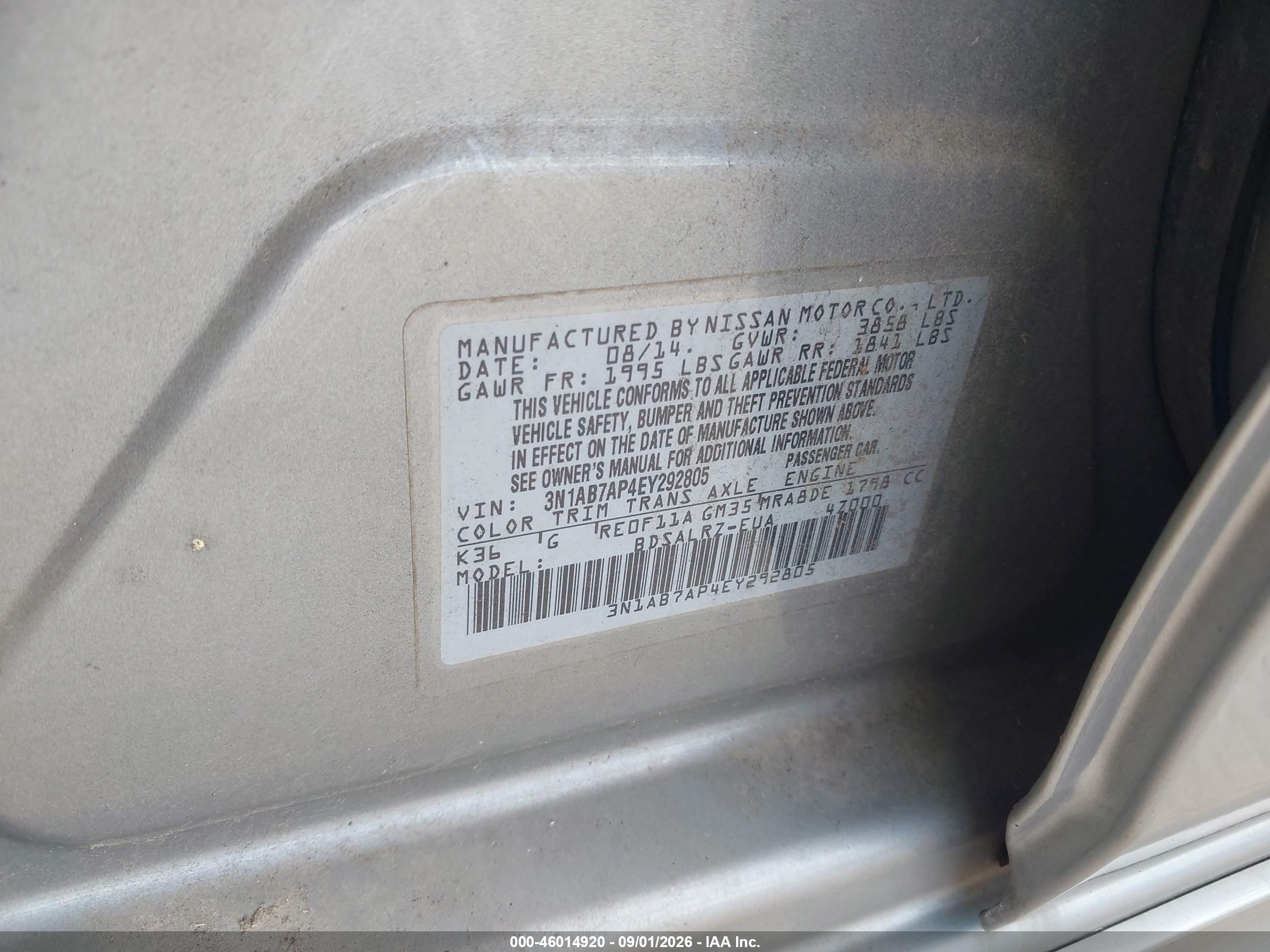 2014 Nissan Sentra Sr Silver vin: 3N1AB7AP4EY292805