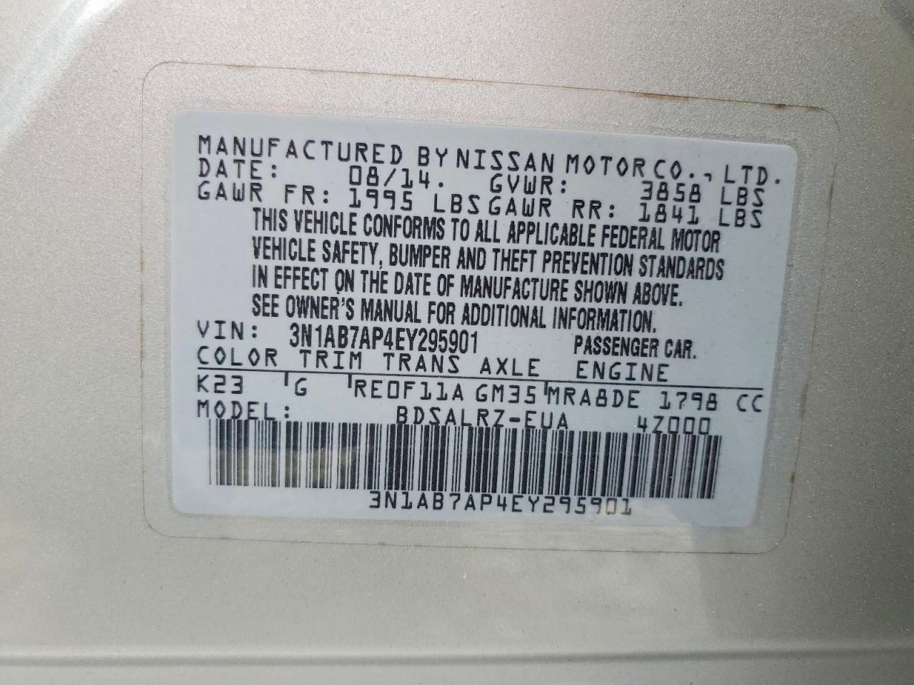 2014 Nissan Sentra Sr Silver vin: 3N1AB7AP4EY295901