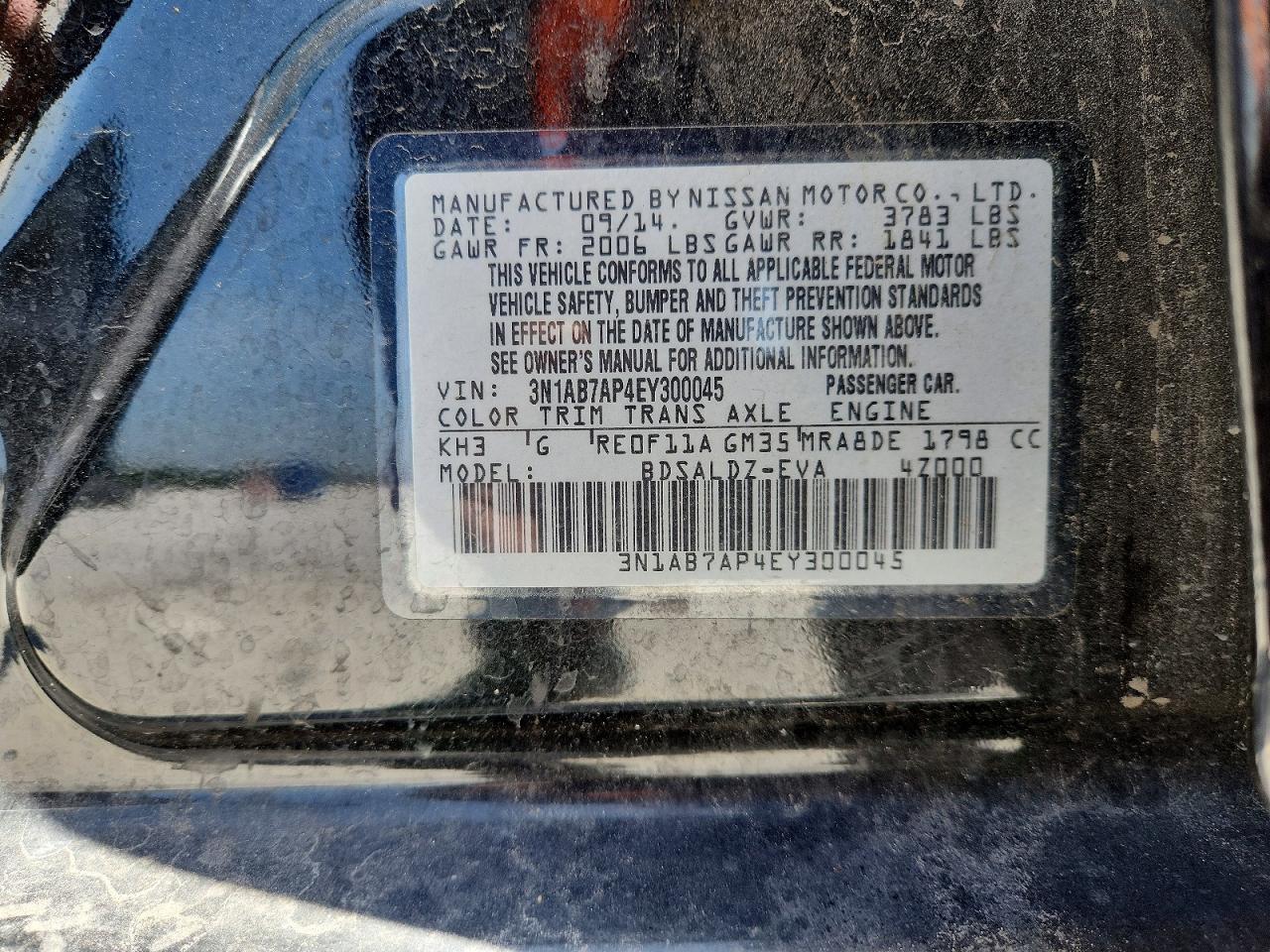 2014 Nissan Sentra Sv Black vin: 3N1AB7AP4EY300045