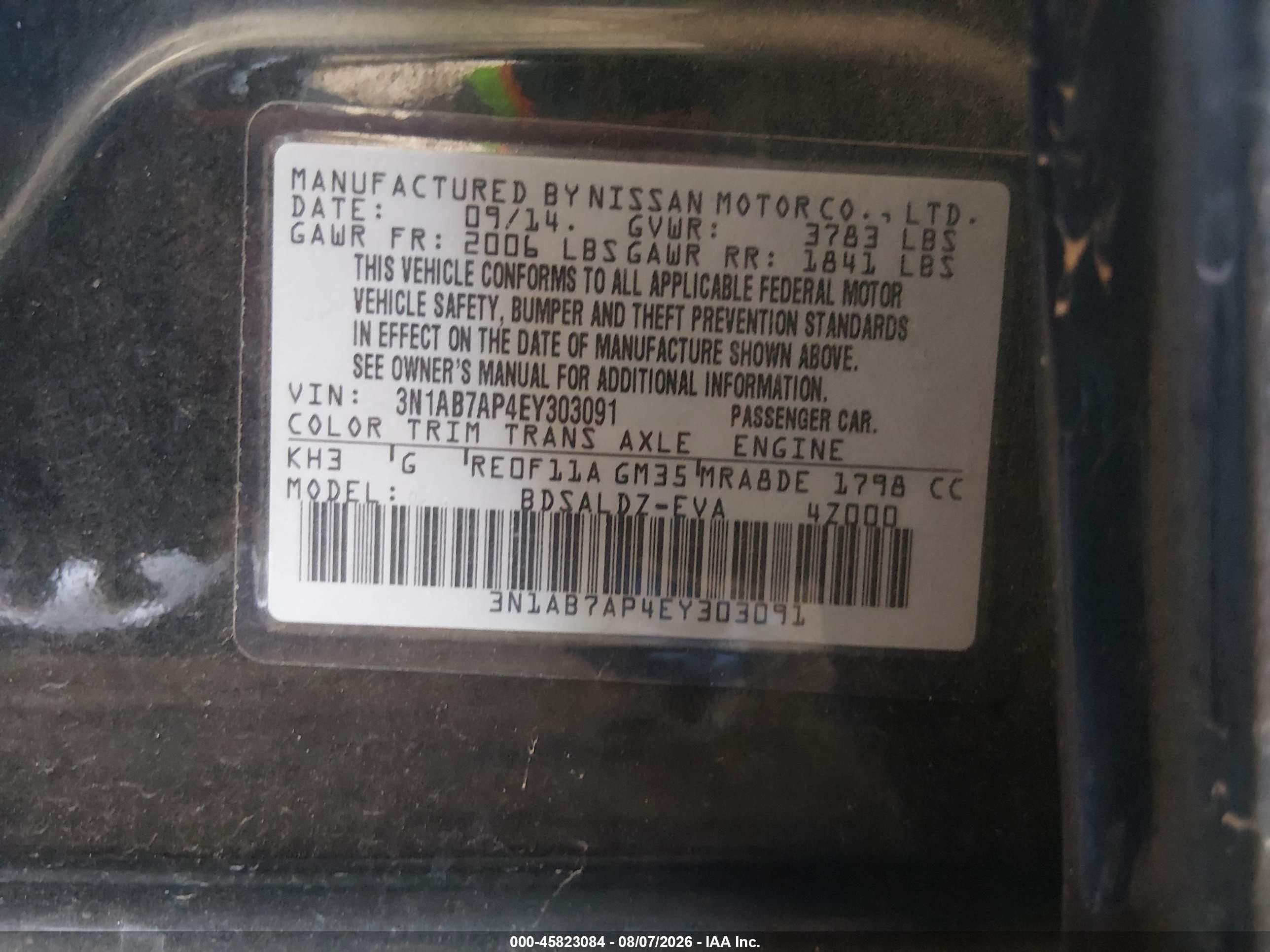 2014 Nissan Sentra Sv Black vin: 3N1AB7AP4EY303091