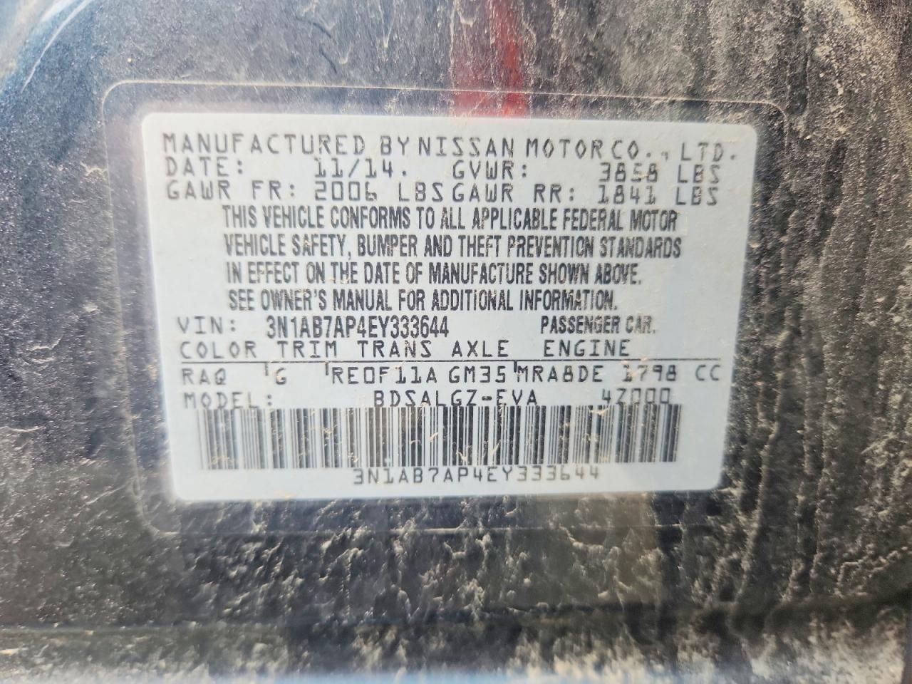 2014 Nissan Sentra Sl Teal vin: 3N1AB7AP4EY333644
