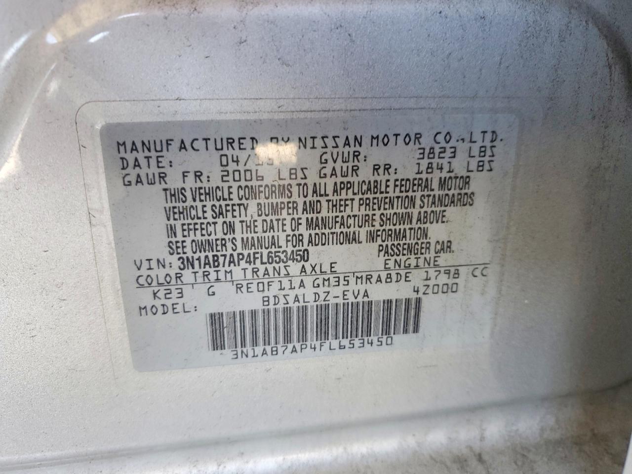 2015 Nissan Sentra Sv Silver vin: 3N1AB7AP4FL653450