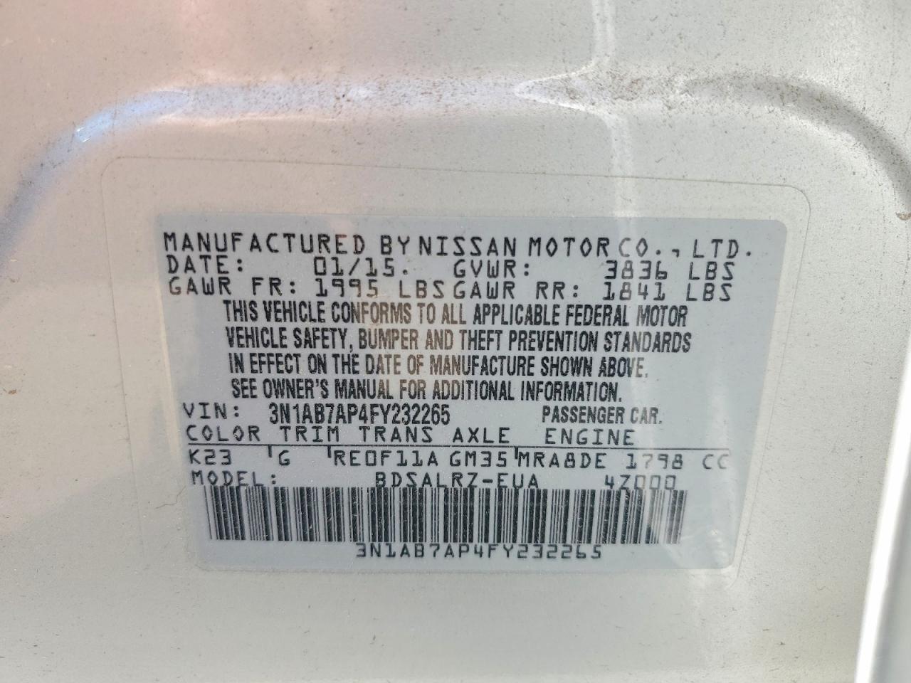 2015 Nissan Sentra Sr Silver vin: 3N1AB7AP4FY232265