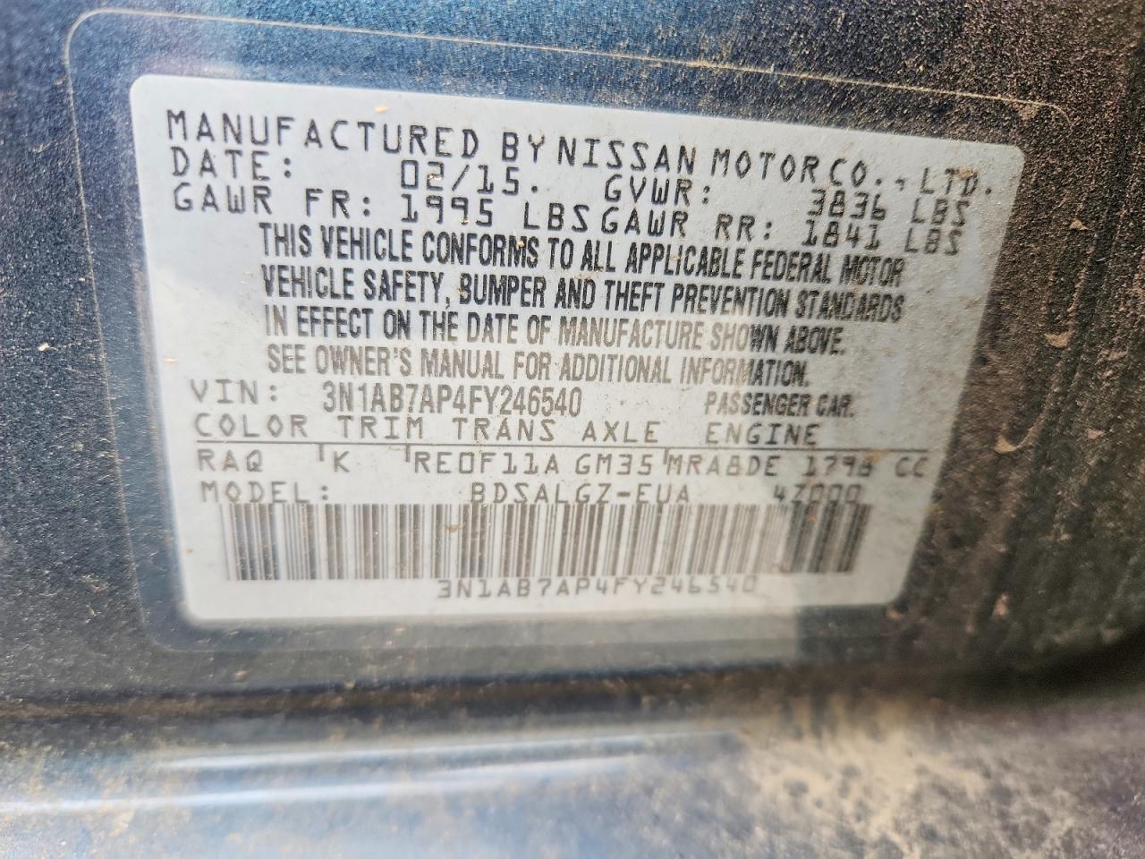 2015 Nissan Sentra Sl Blue vin: 3N1AB7AP4FY246540