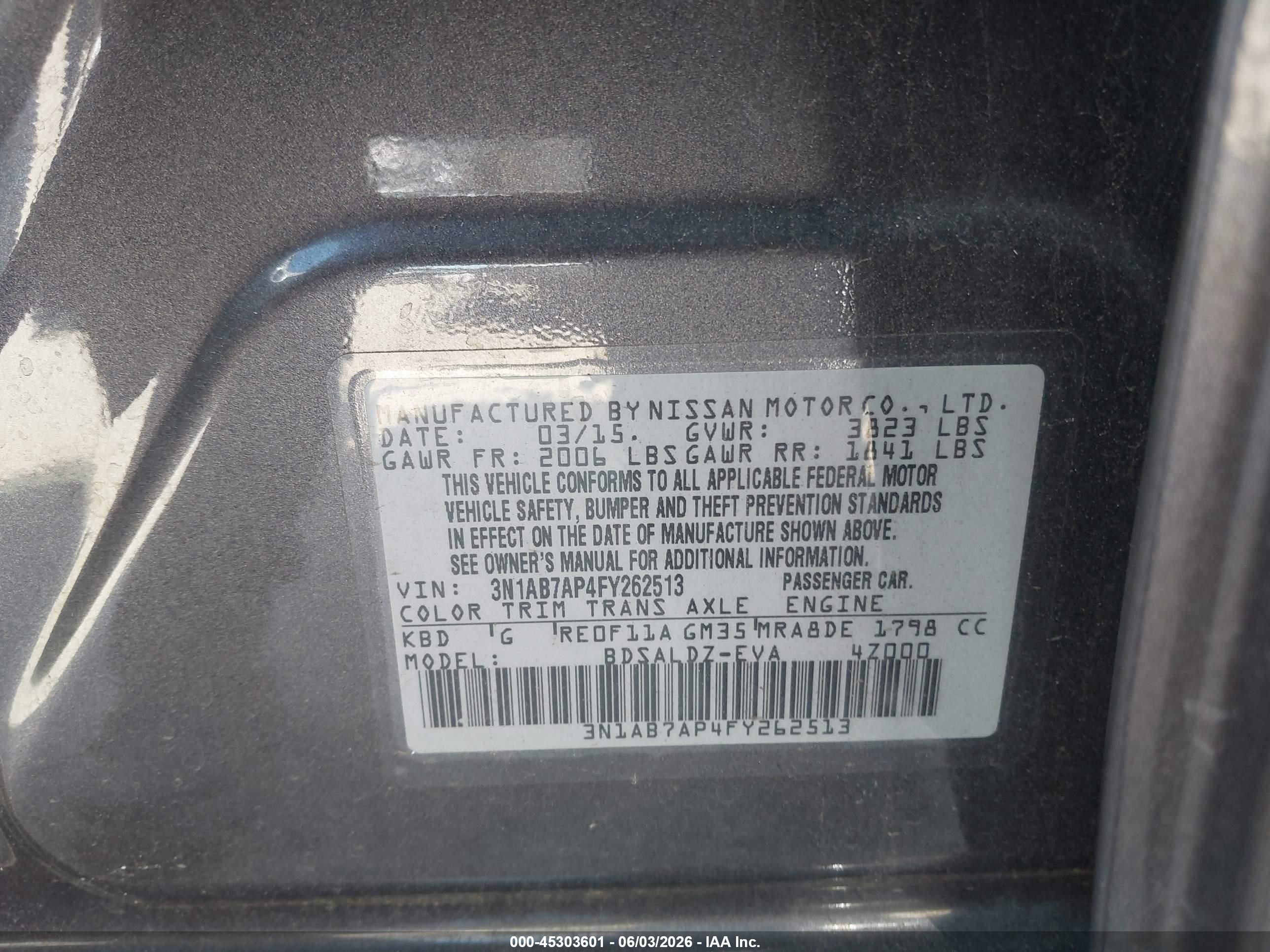 2015 Nissan Sentra Sv Gray vin: 3N1AB7AP4FY262513