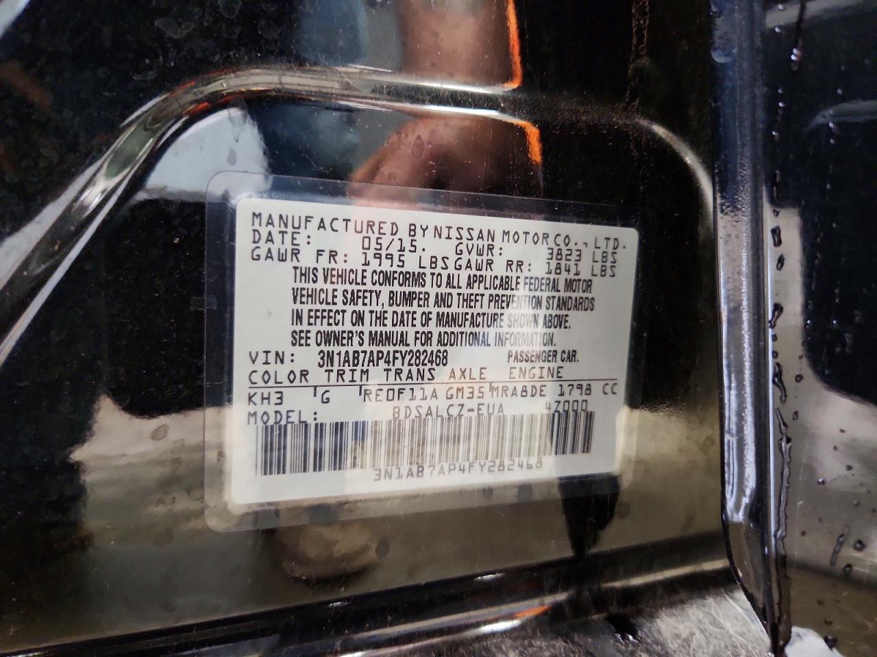 2015 Nissan Sentra S Черный vin: 3N1AB7AP4FY282468