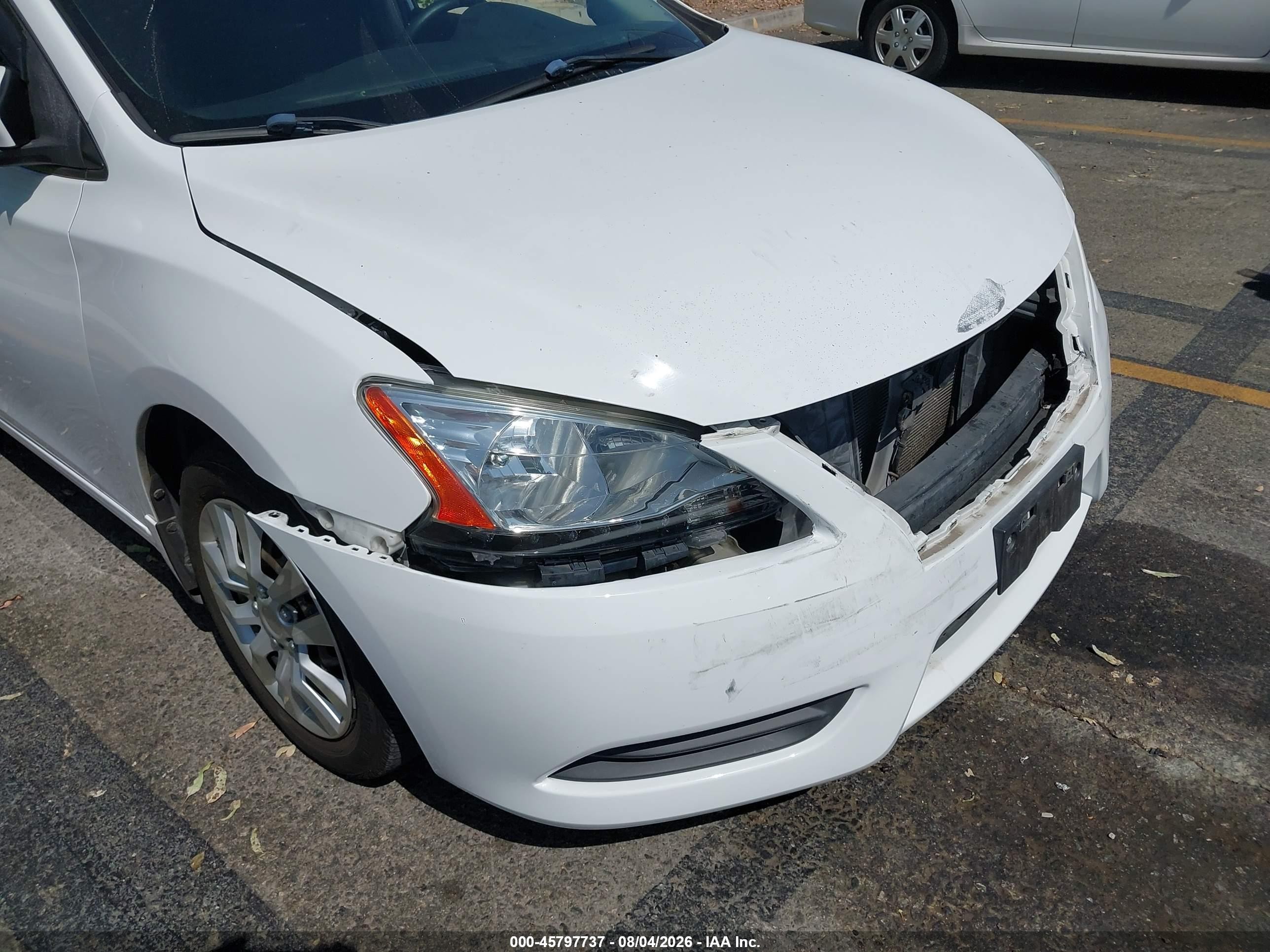 2015 Nissan Sentra S White vin: 3N1AB7AP4FY286861