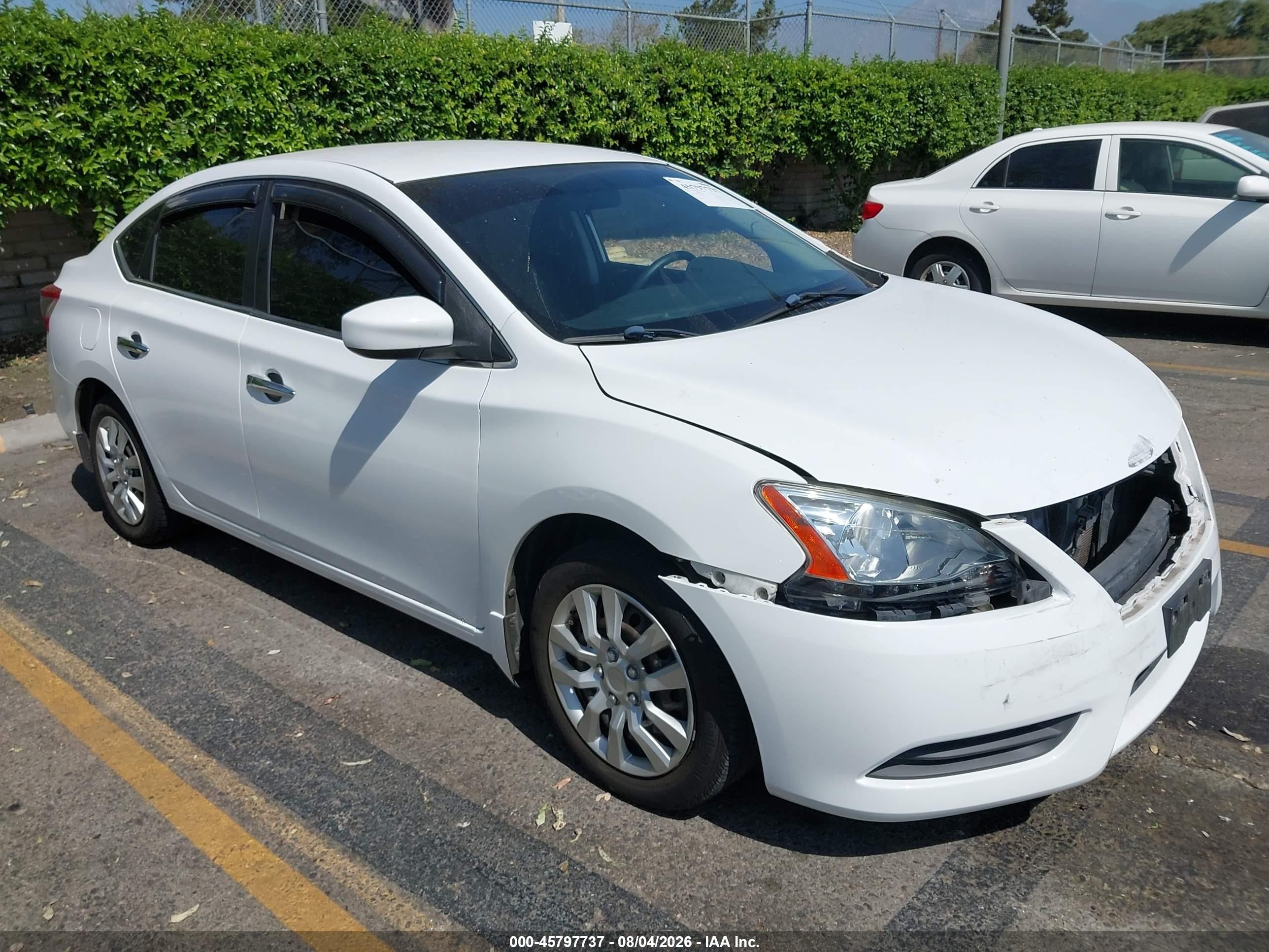 2015 Nissan Sentra S White vin: 3N1AB7AP4FY286861