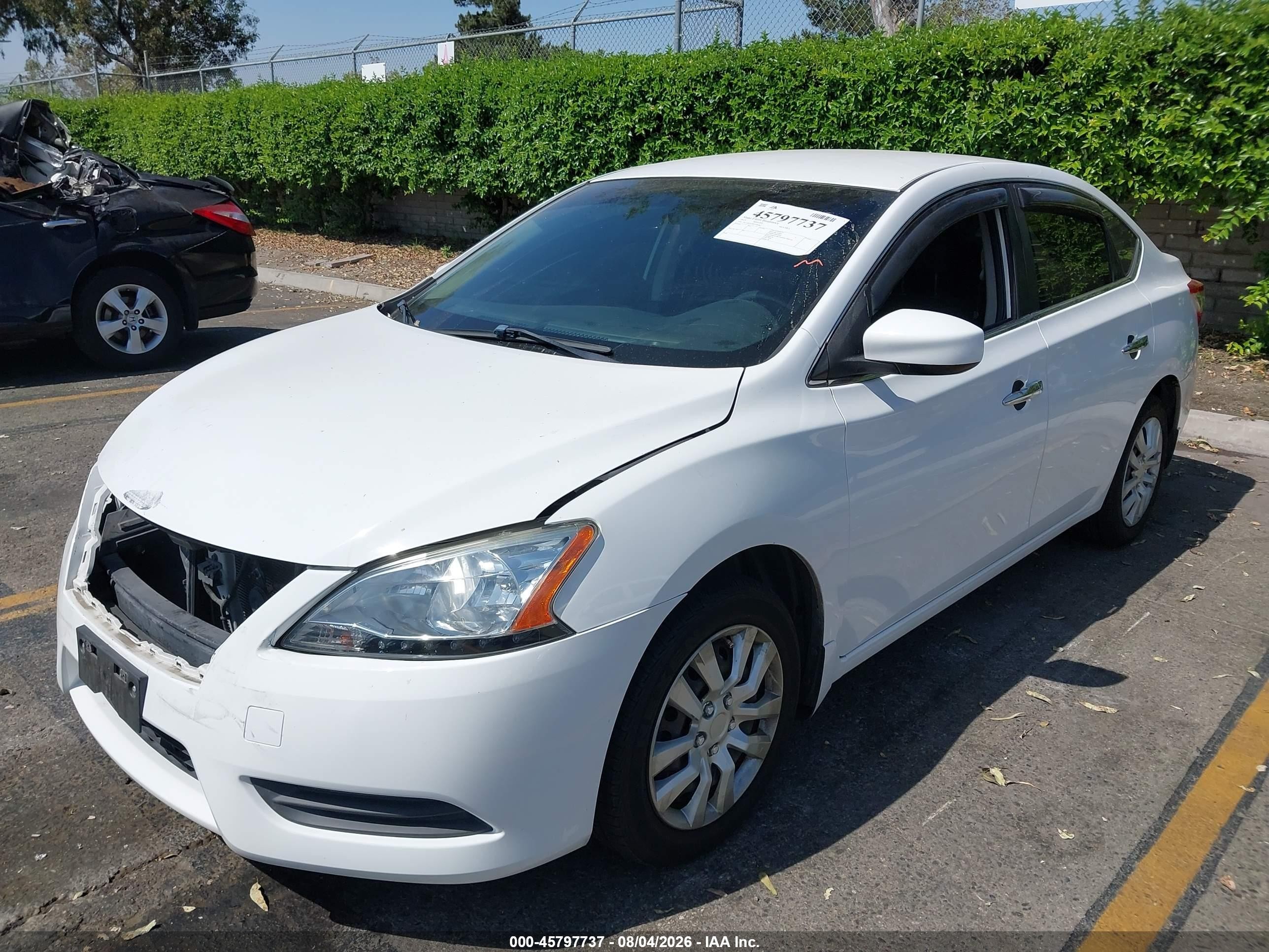 2015 Nissan Sentra S White vin: 3N1AB7AP4FY286861