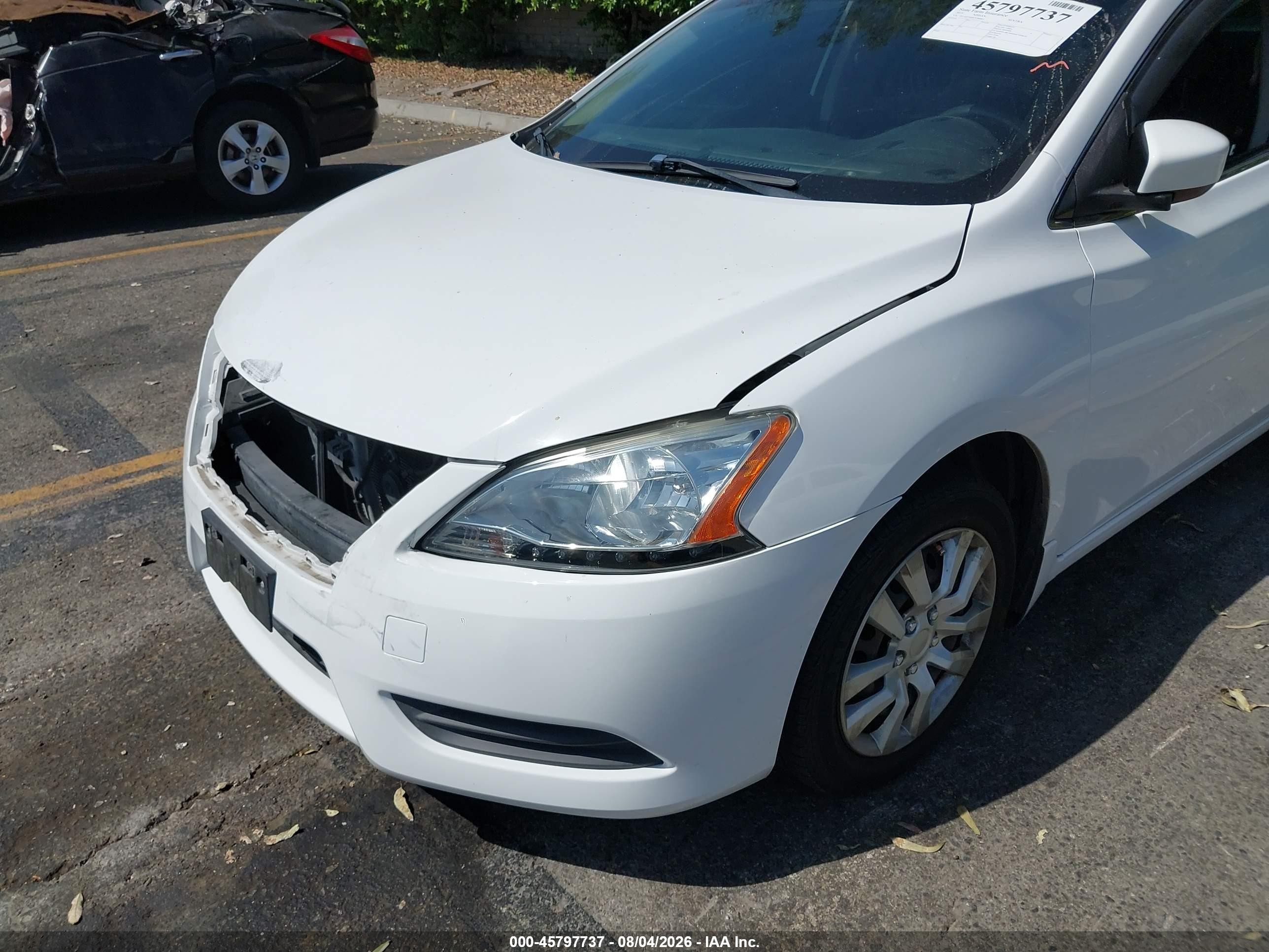 2015 Nissan Sentra S White vin: 3N1AB7AP4FY286861