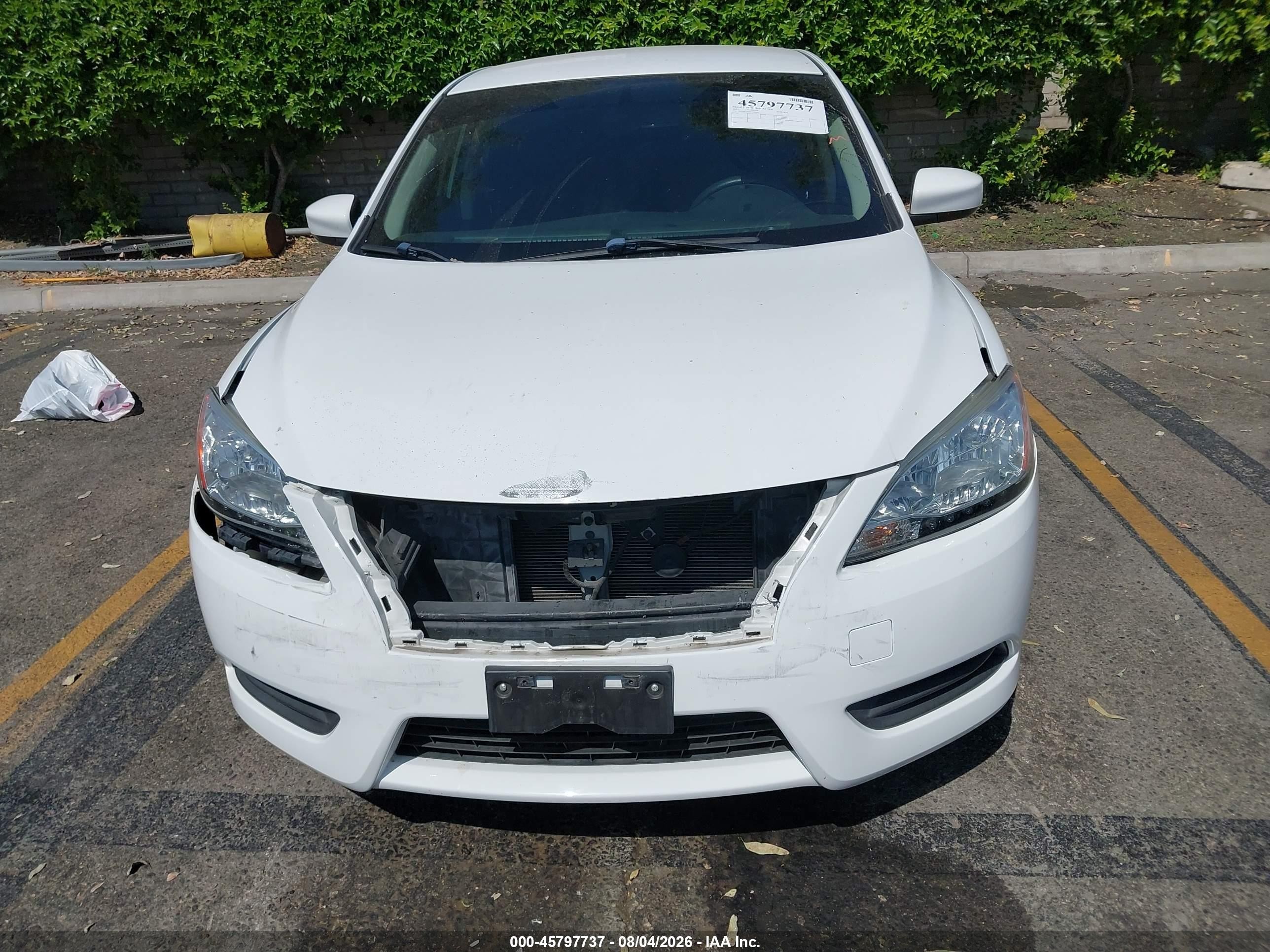 2015 Nissan Sentra S White vin: 3N1AB7AP4FY286861