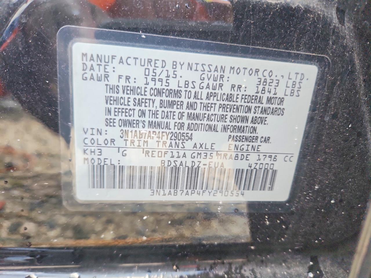2015 Nissan Sentra Sv Black vin: 3N1AB7AP4FY290554