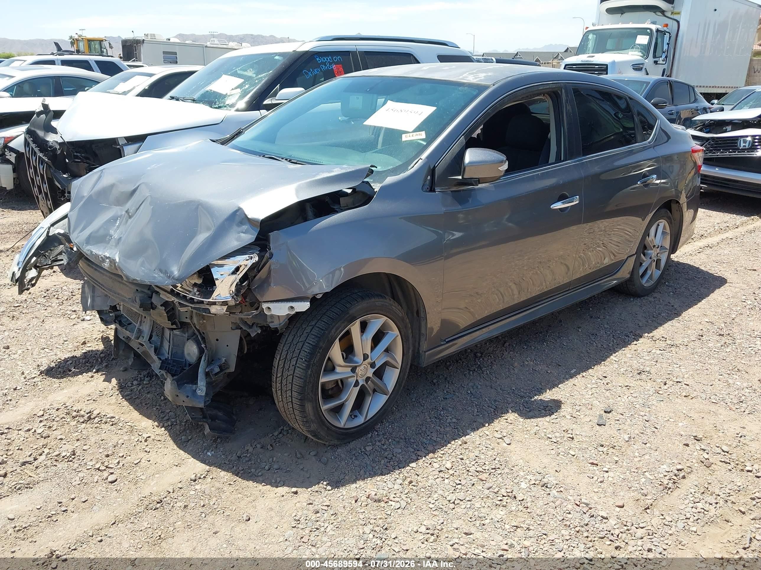 2015 Nissan Sentra Sr Серый vin: 3N1AB7AP4FY291185