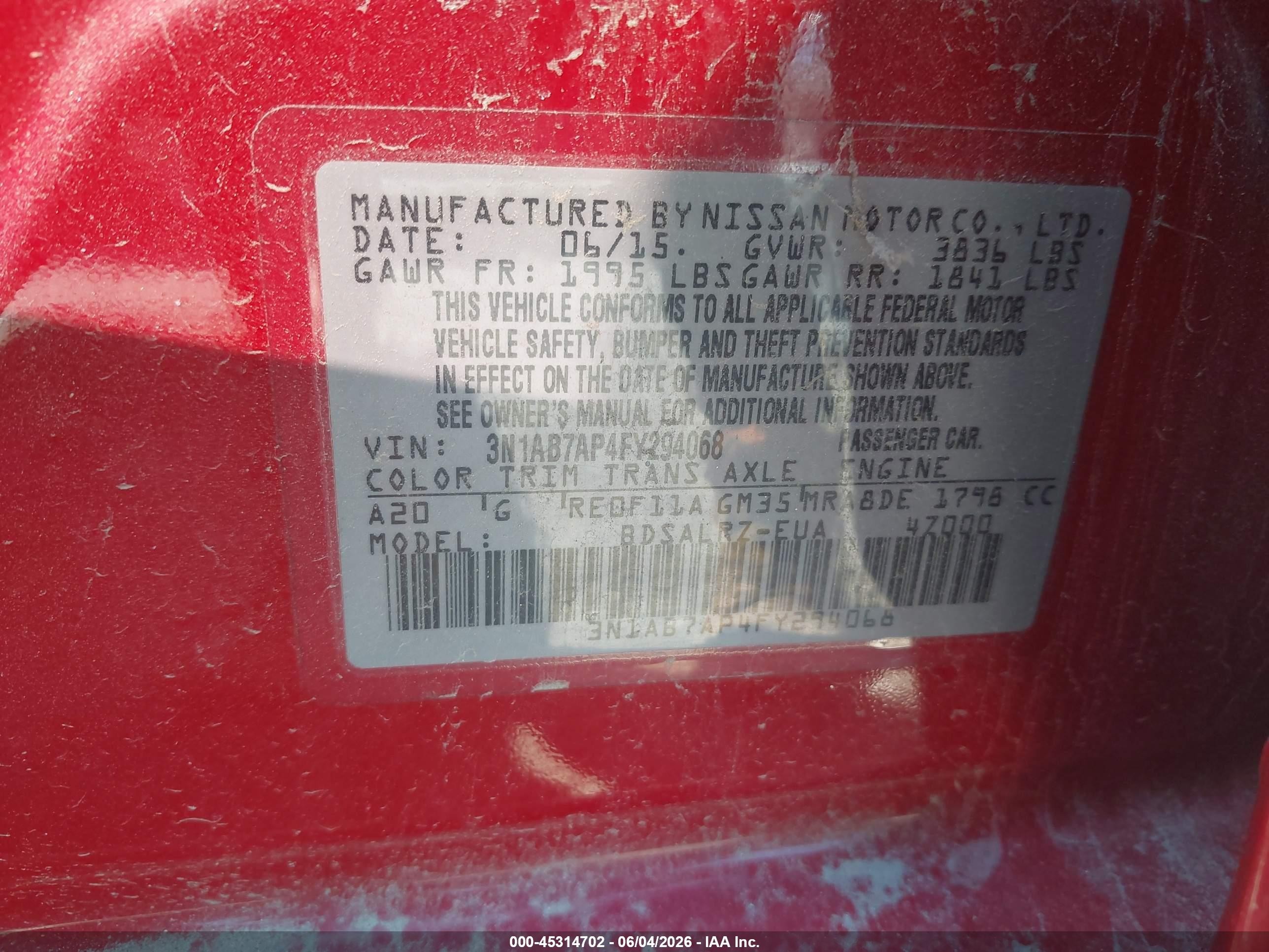 2015 Nissan Sentra Sr Красный vin: 3N1AB7AP4FY294068