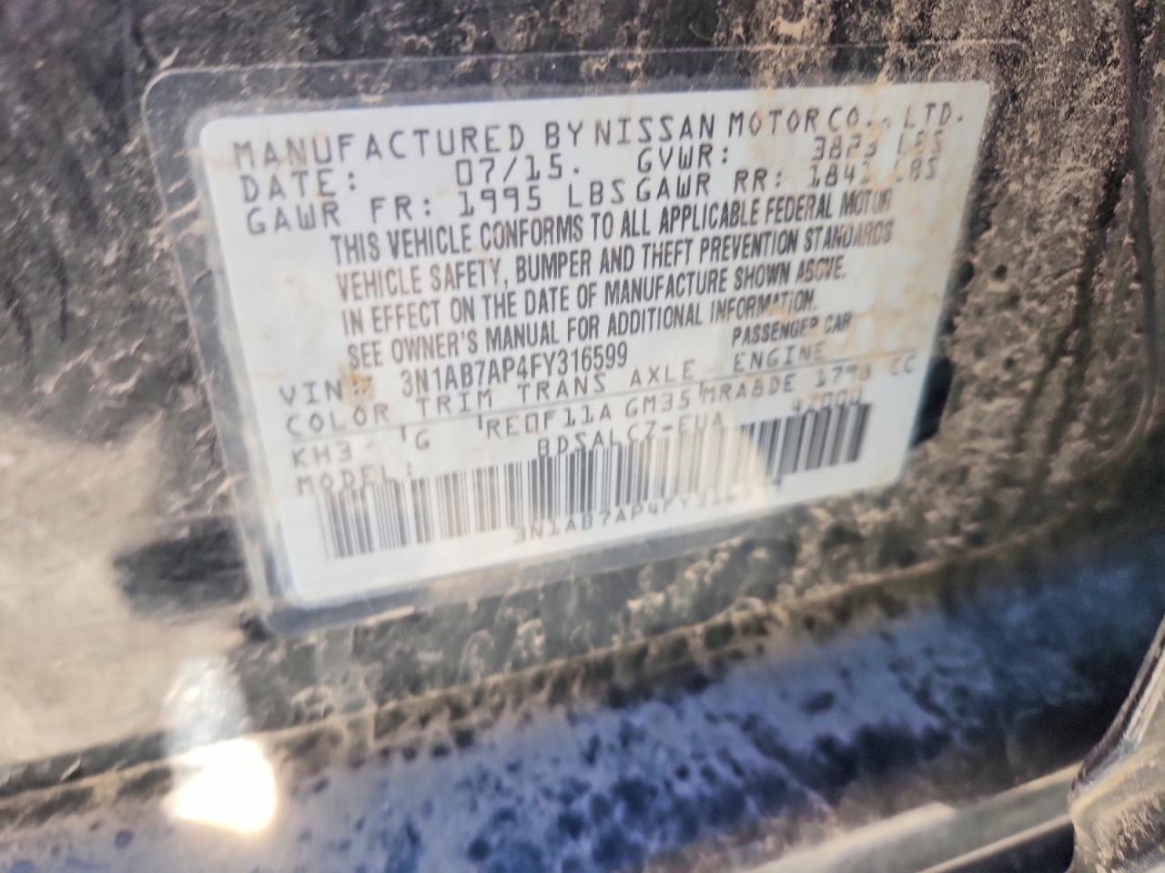 2015 Nissan Sentra S Black vin: 3N1AB7AP4FY316599