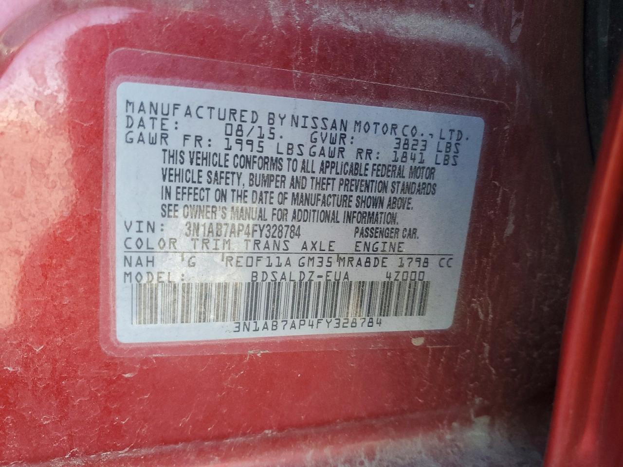 2015 Nissan Sentra Sv Красный vin: 3N1AB7AP4FY328784