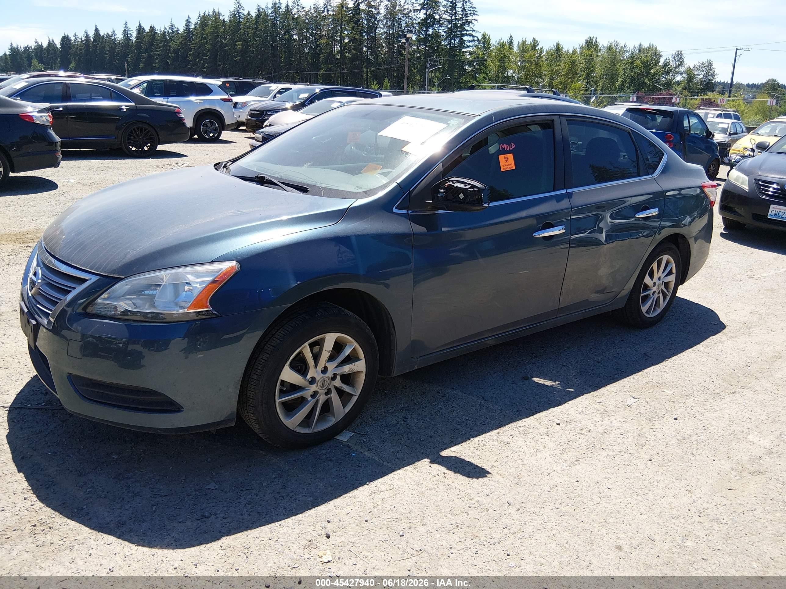 2015 Nissan Sentra Sv Blue vin: 3N1AB7AP4FY349828