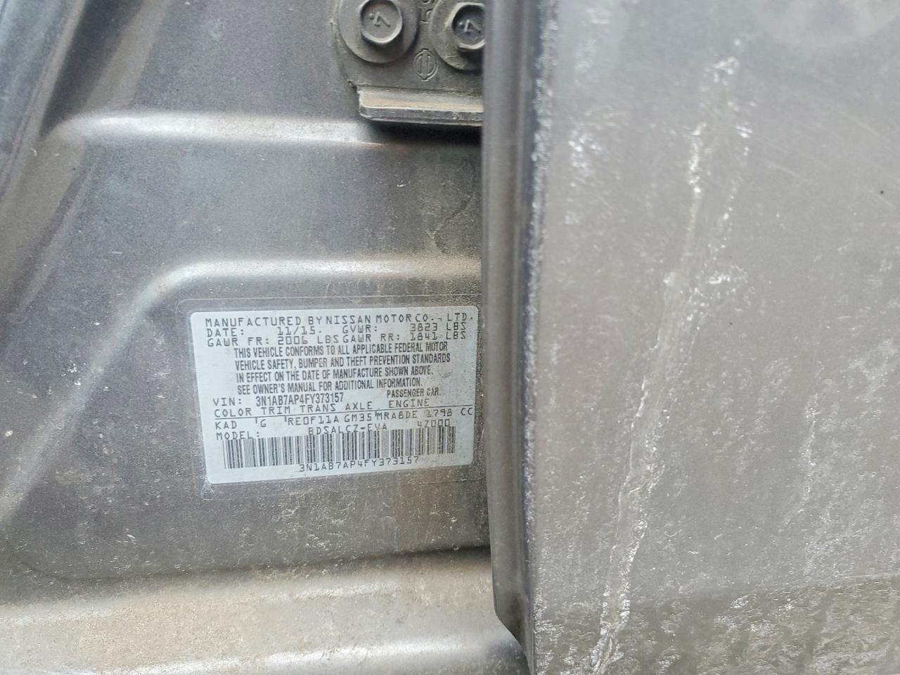2015 Nissan Sentra S Серый vin: 3N1AB7AP4FY373157