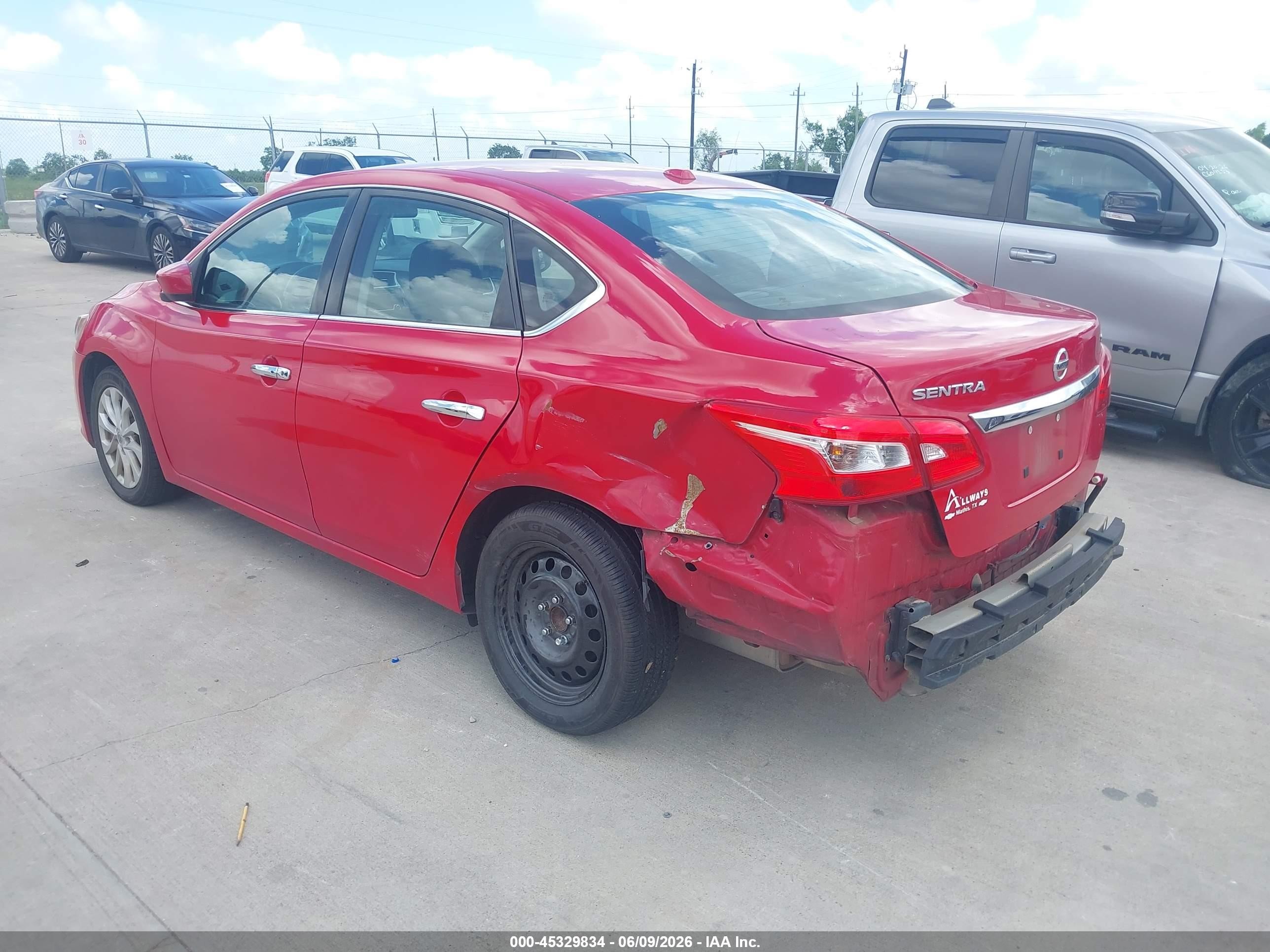2018 Nissan Sentra Sv Red vin: 3N1AB7AP4JL634227