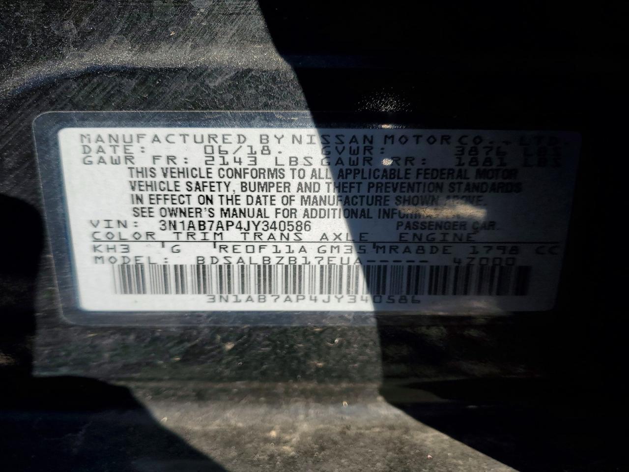 2018 Nissan Sentra S Black vin: 3N1AB7AP4JY340586