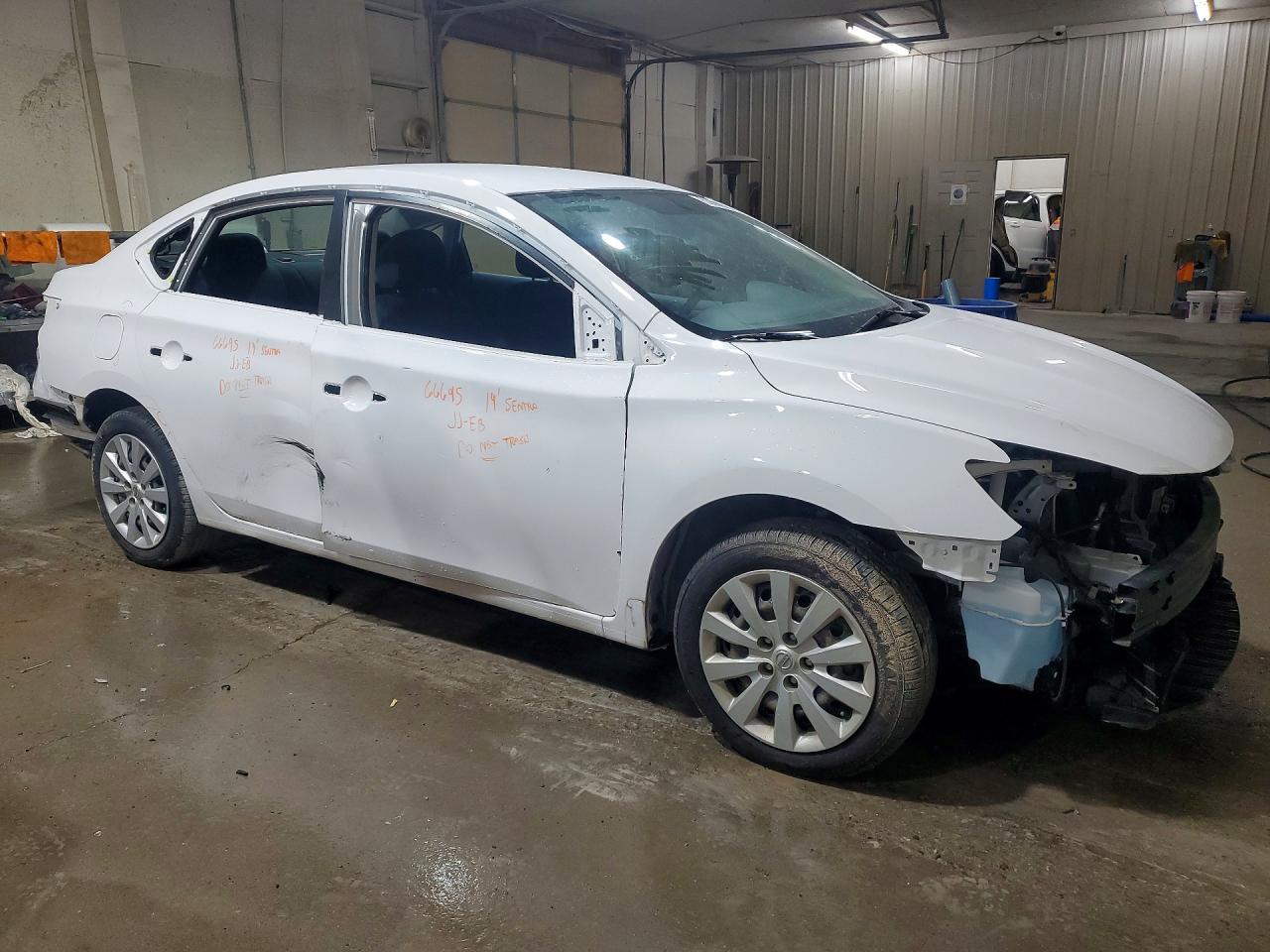 2019 Nissan Sentra S White vin: 3N1AB7AP4KY409245