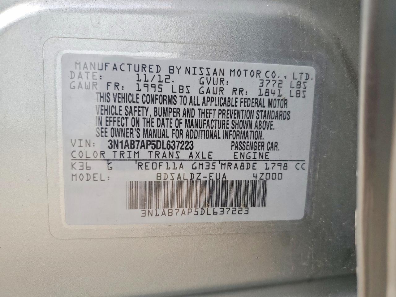 2013 Nissan Sentra S Silver vin: 3N1AB7AP5DL637223