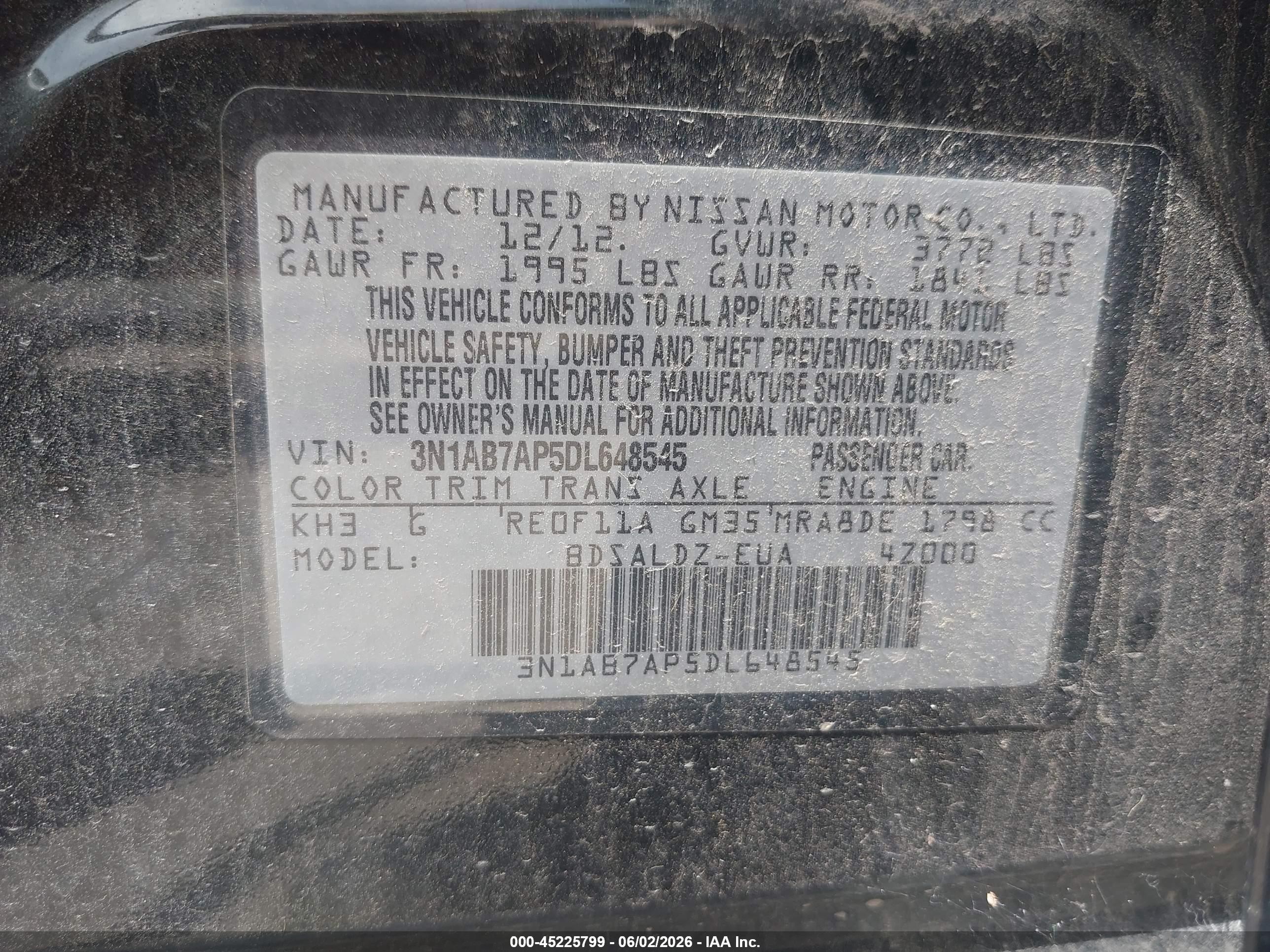 2013 Nissan Sentra Sv Black vin: 3N1AB7AP5DL648545