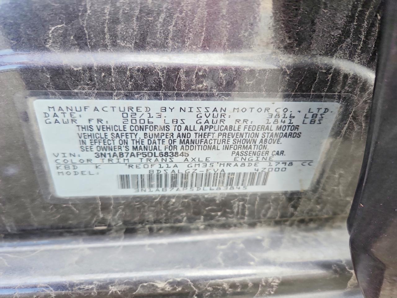 2013 Nissan Sentra S Gray vin: 3N1AB7AP5DL683845