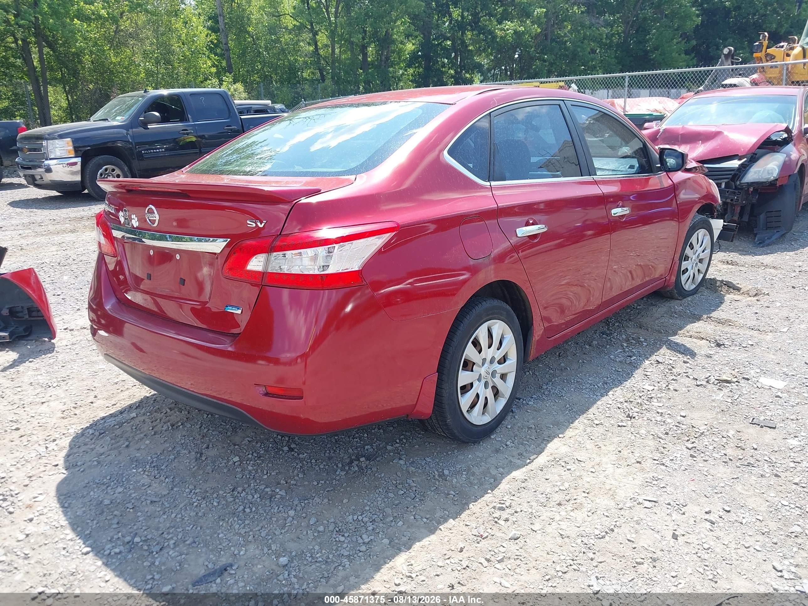 2013 Nissan Sentra Sv Red vin: 3N1AB7AP5DL732008