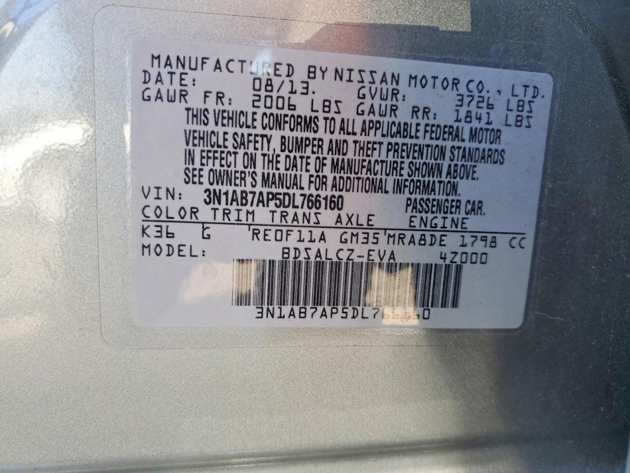 2013 Nissan Sentra S Gray vin: 3N1AB7AP5DL766160
