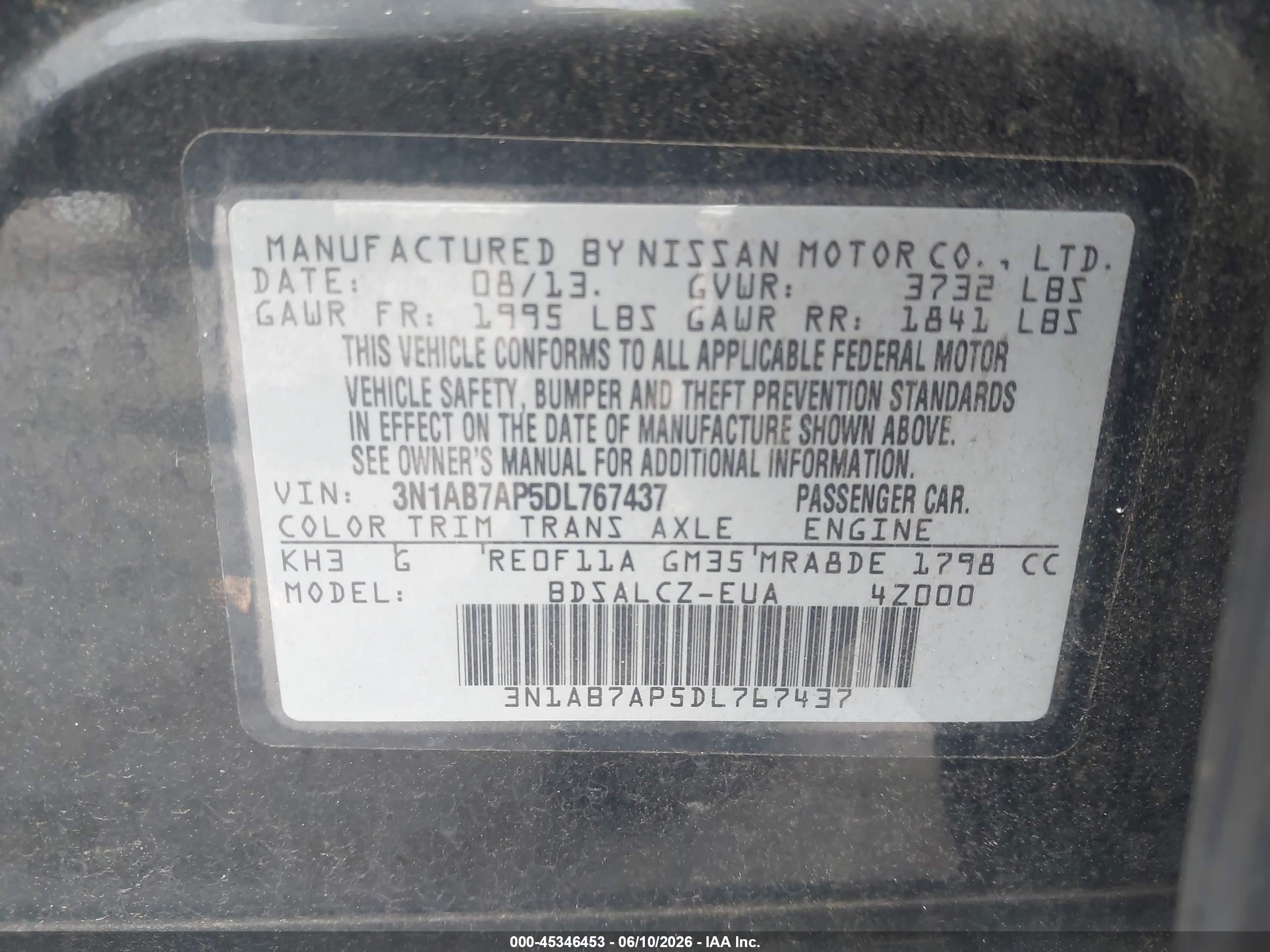 2013 Nissan Sentra S Черный vin: 3N1AB7AP5DL767437