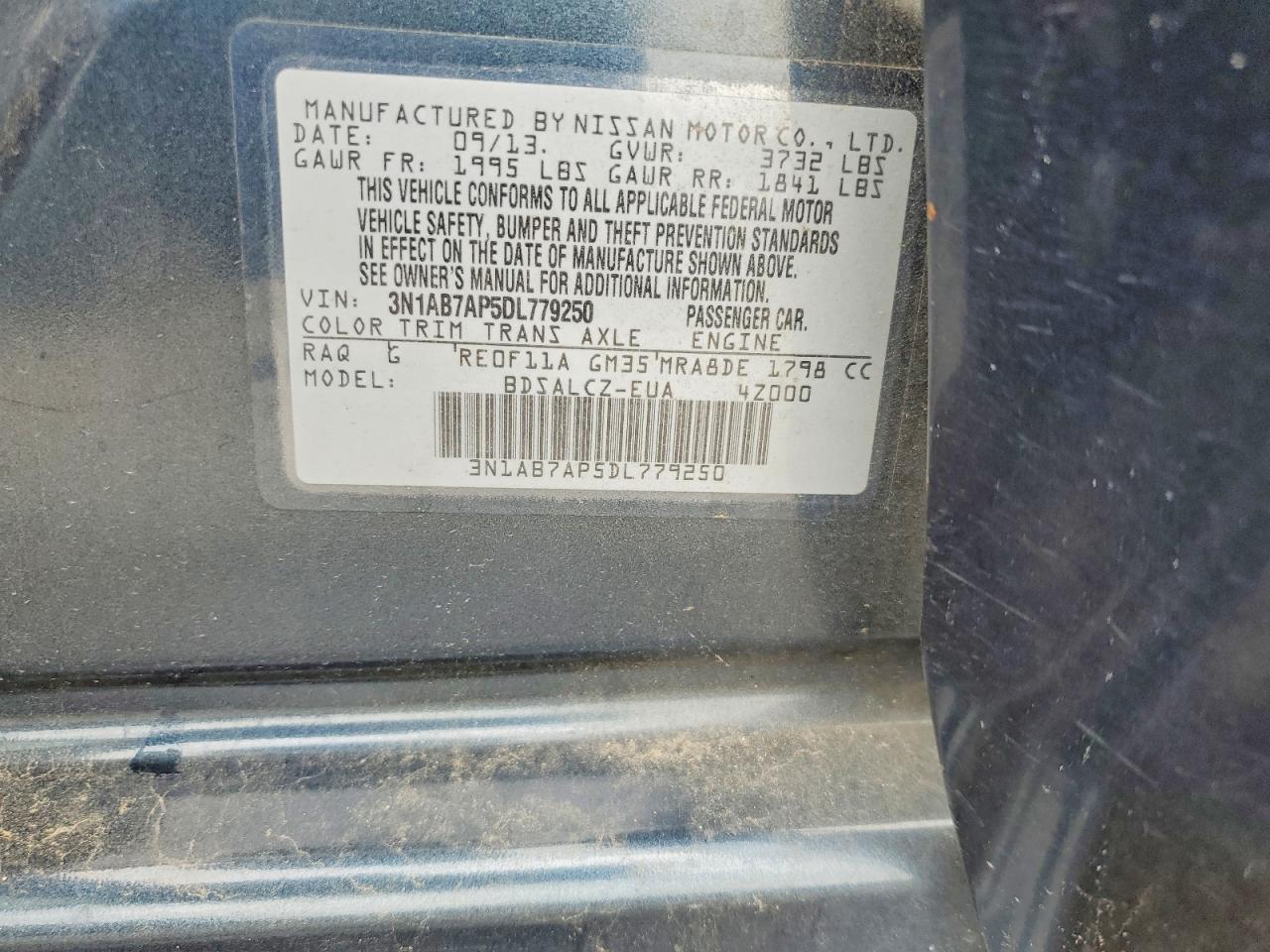 2013 Nissan Sentra S Синий vin: 3N1AB7AP5DL779250