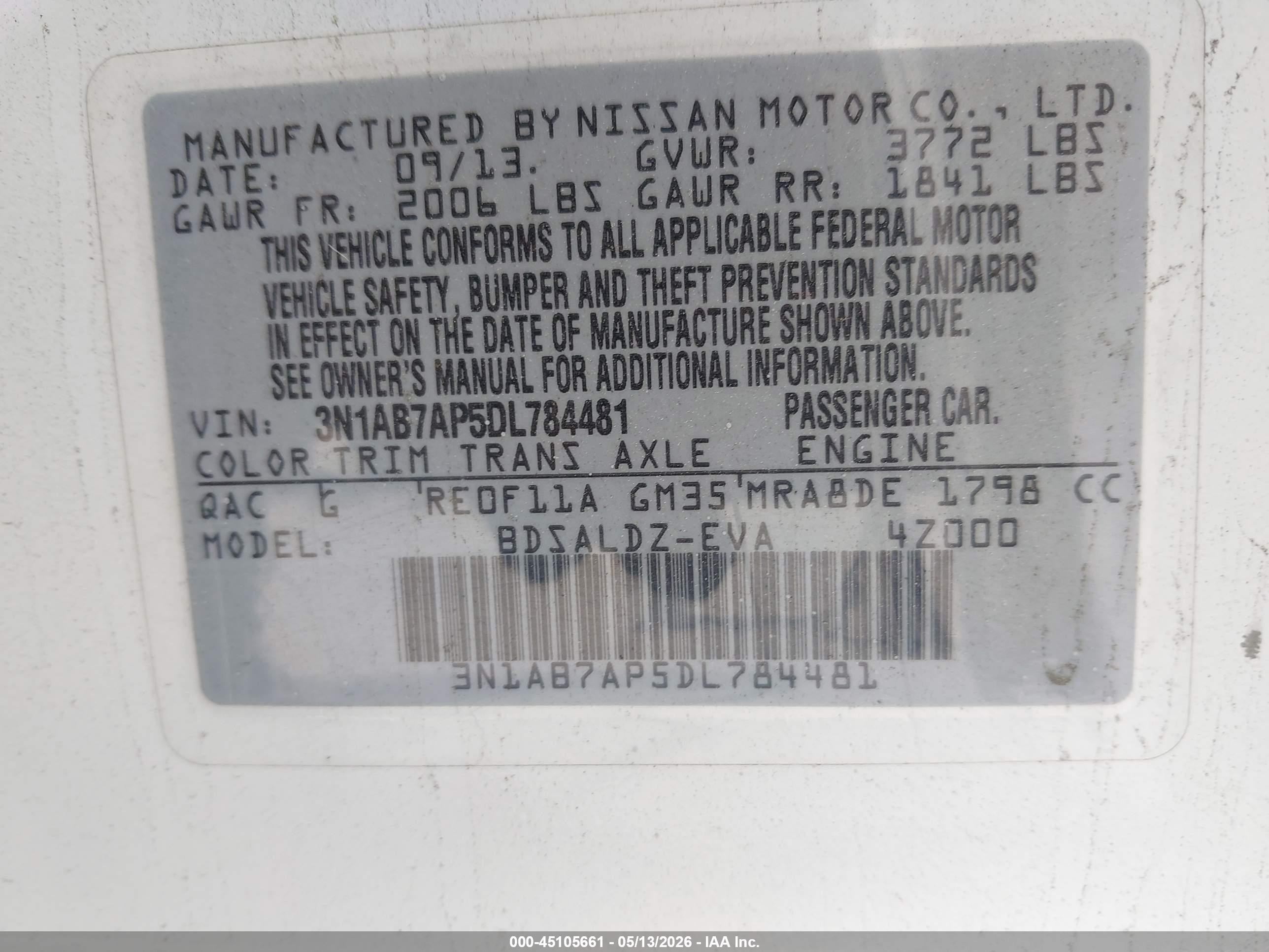 2013 Nissan Sentra Sv White vin: 3N1AB7AP5DL784481