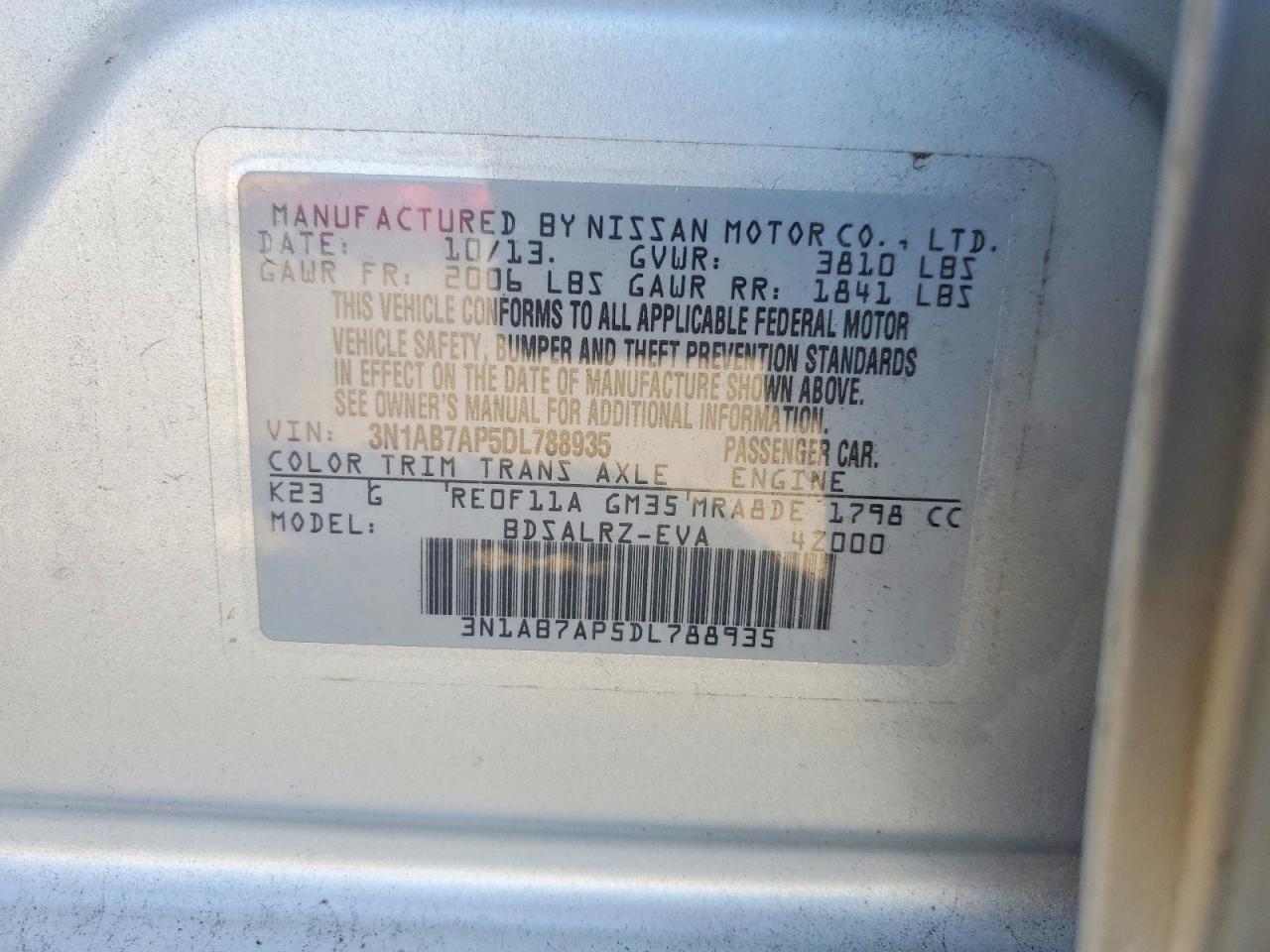 2013 Nissan Sentra S Silver vin: 3N1AB7AP5DL788935