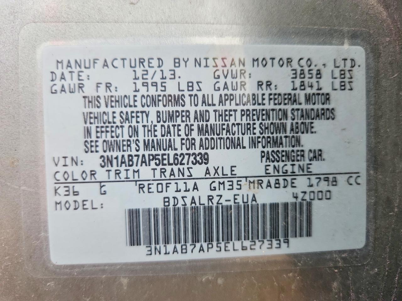 2014 Nissan Sentra Sr Silver vin: 3N1AB7AP5EL627339