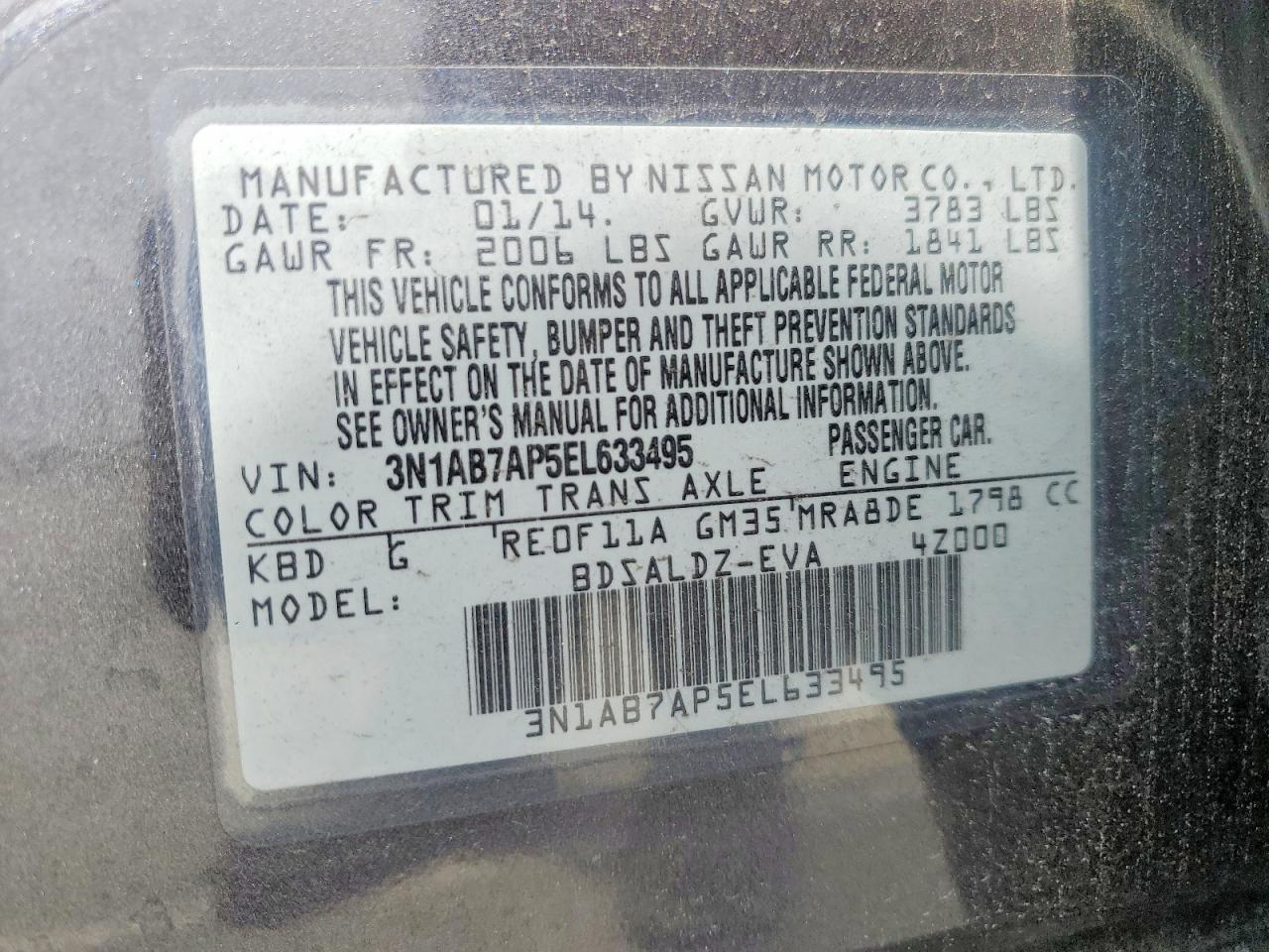 2014 Nissan Sentra Sv Gray vin: 3N1AB7AP5EL633495