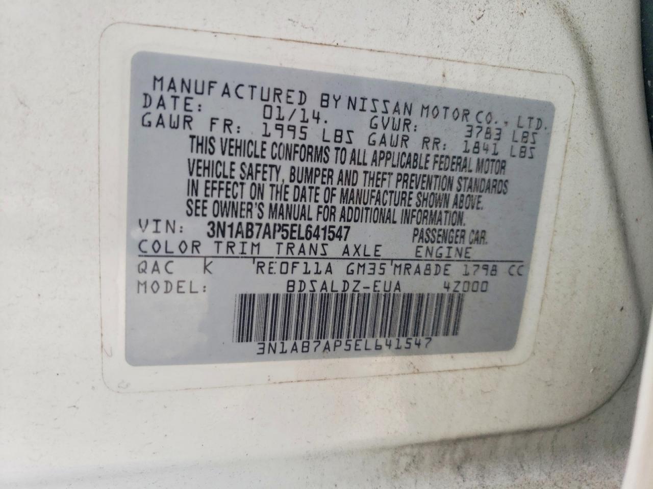 2014 Nissan Sentra Sv White vin: 3N1AB7AP5EL641547
