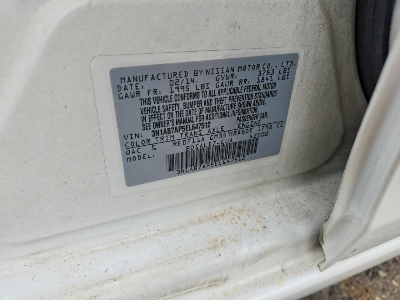 2014 Nissan Sentra Sv Белый vin: 3N1AB7AP5EL647512