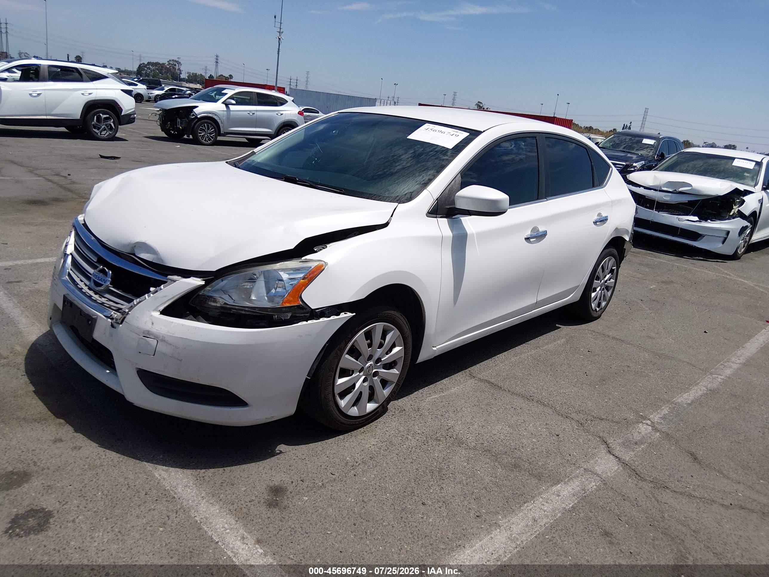 2014 Nissan Sentra Sv Белый vin: 3N1AB7AP5EL696225