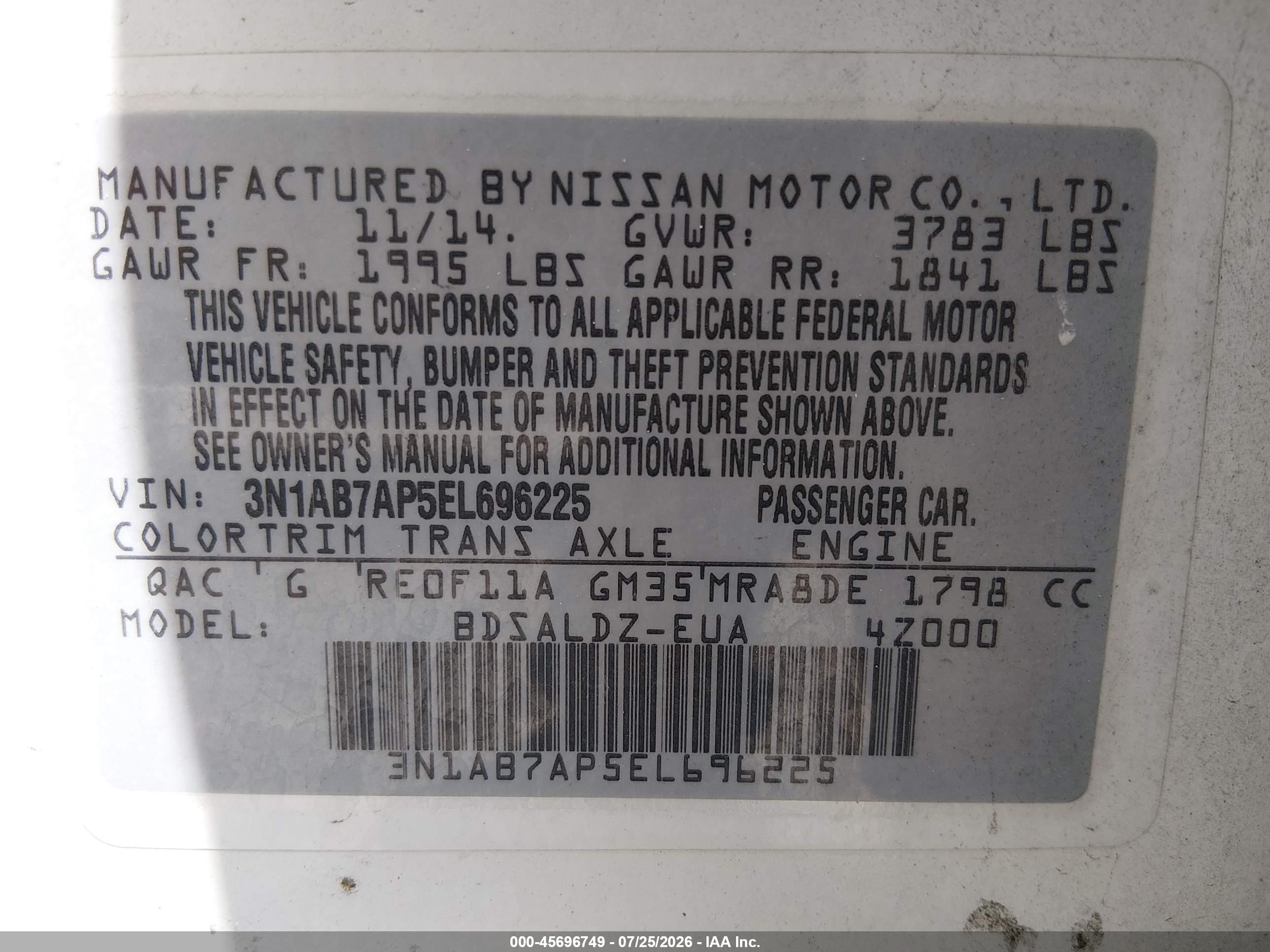 2014 Nissan Sentra Sv Белый vin: 3N1AB7AP5EL696225
