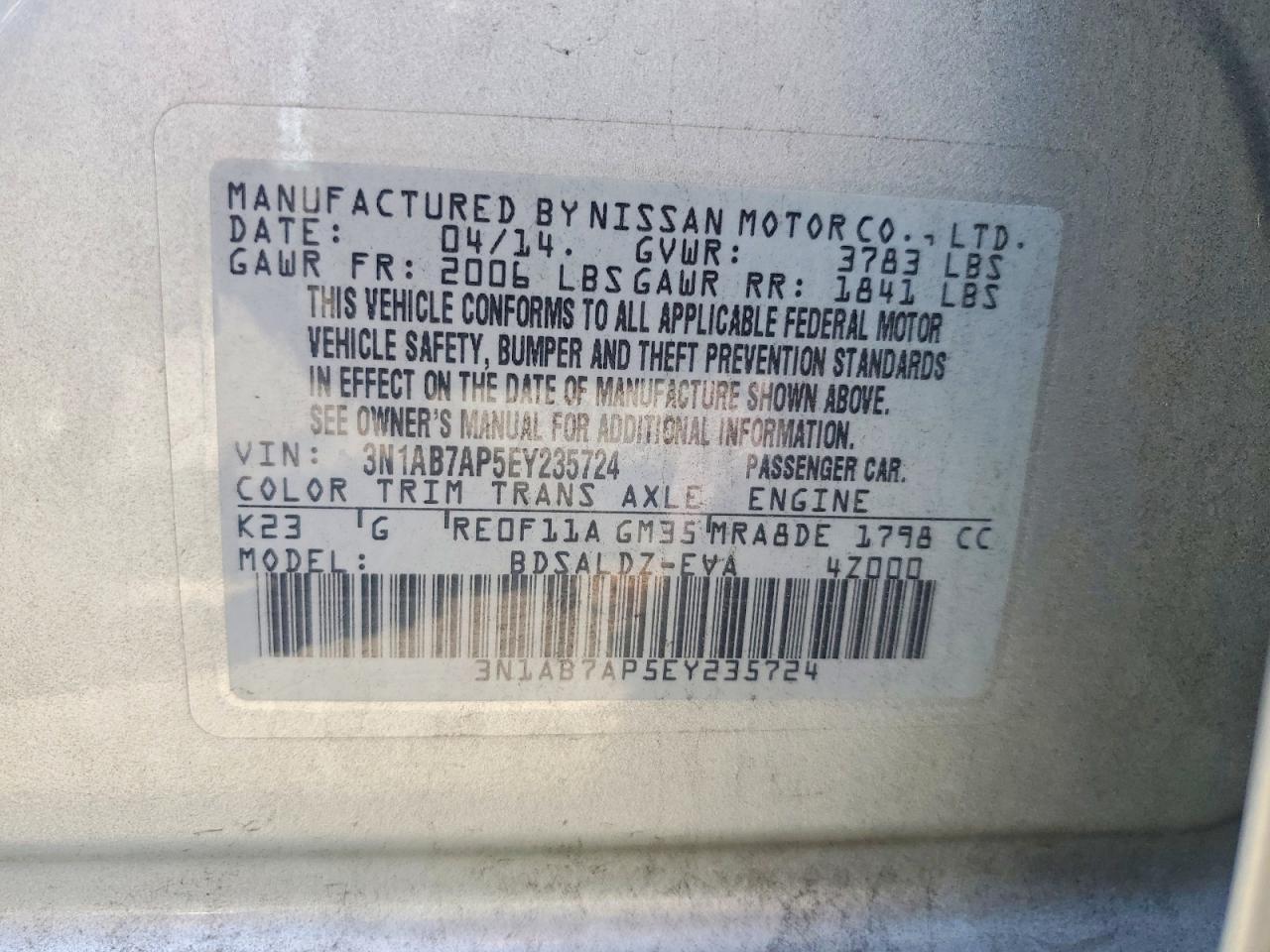 2014 Nissan Sentra Sv Серебряный vin: 3N1AB7AP5EY235724