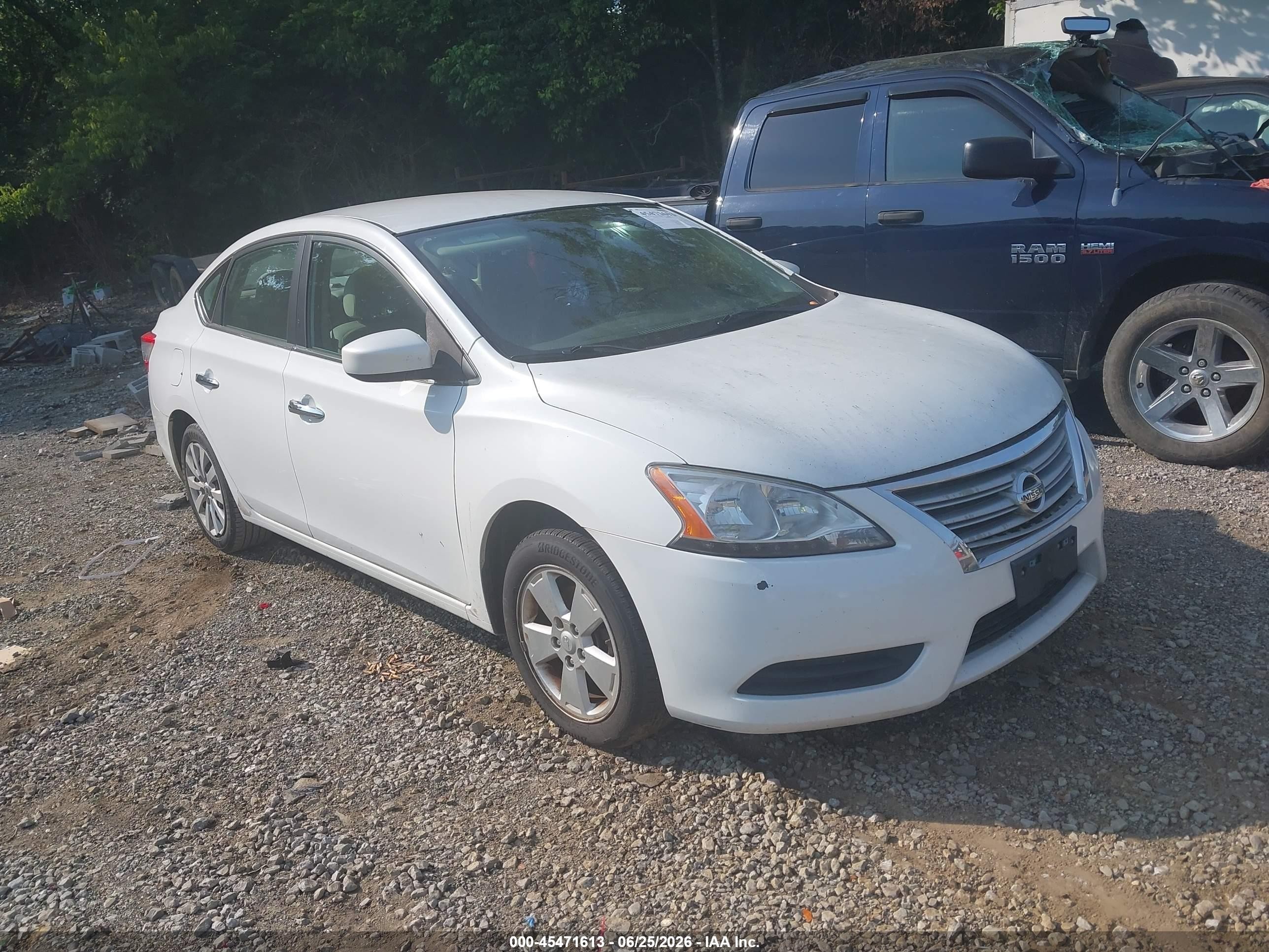 2014 Nissan Sentra Fe+ S/fe+ Sv/s/sl/sr/sv White vin: 3N1AB7AP5EY237165