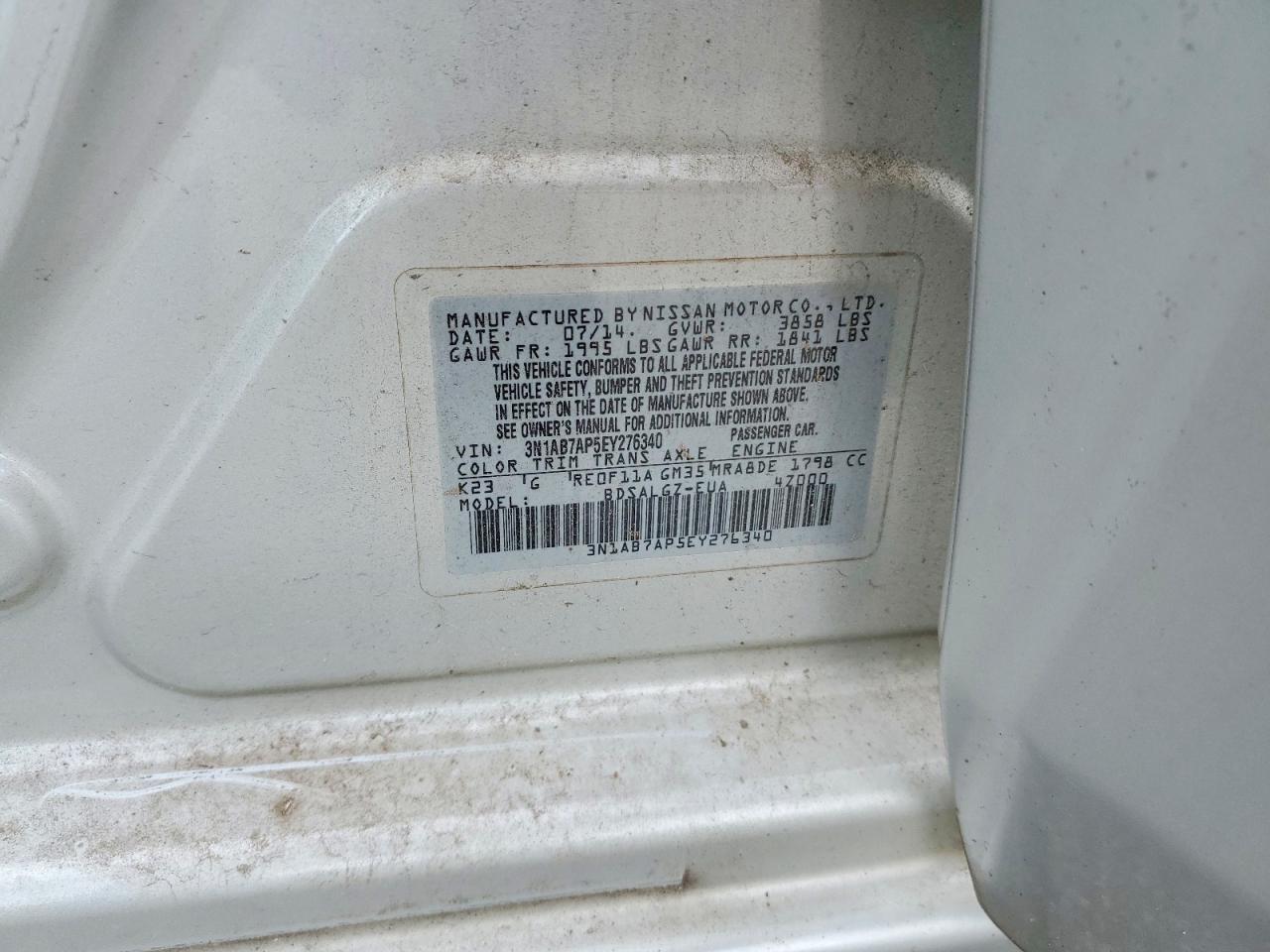 2014 Nissan Sentra Sl Silver vin: 3N1AB7AP5EY276340