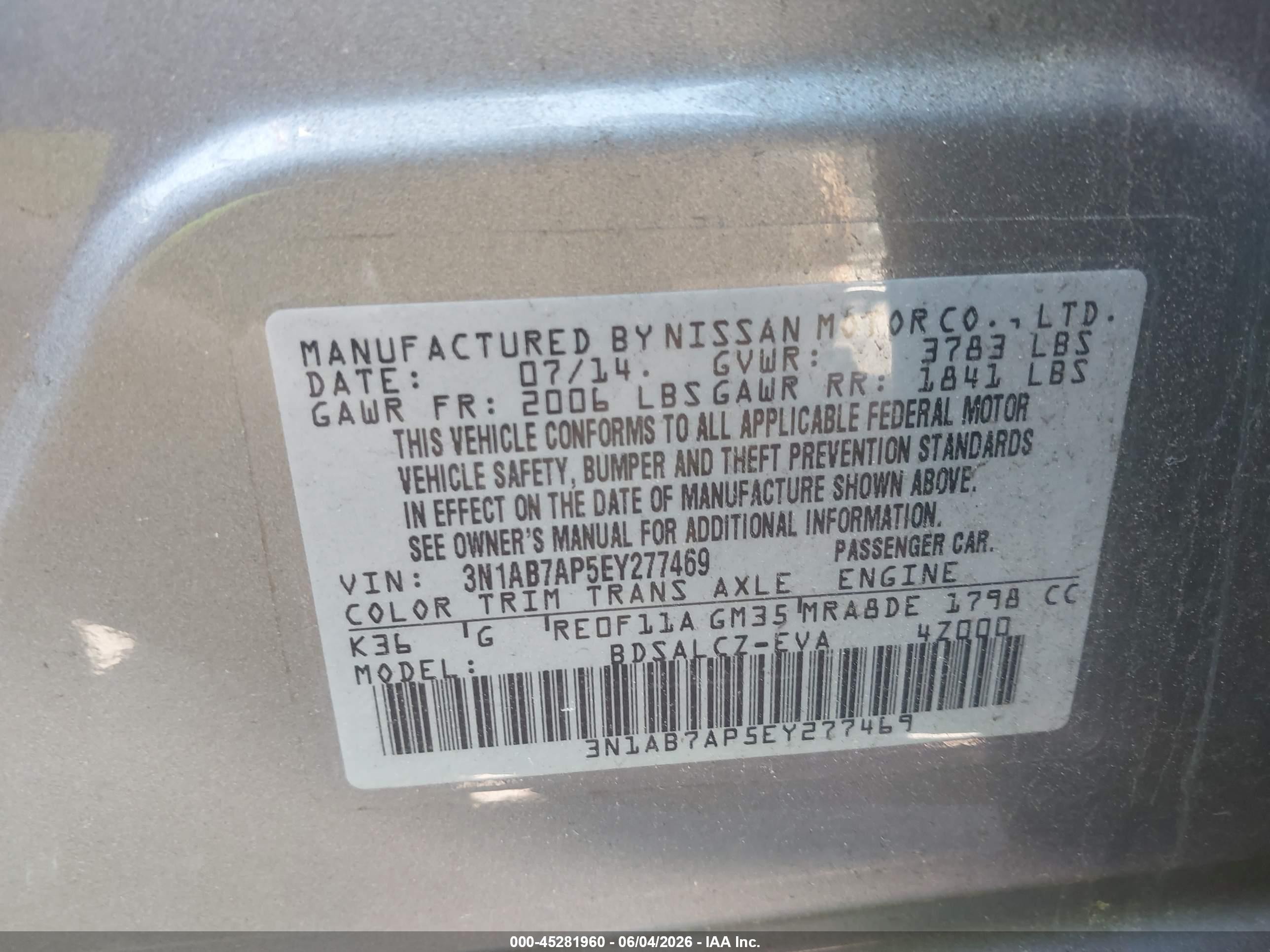 2014 Nissan Sentra S Silver vin: 3N1AB7AP5EY277469